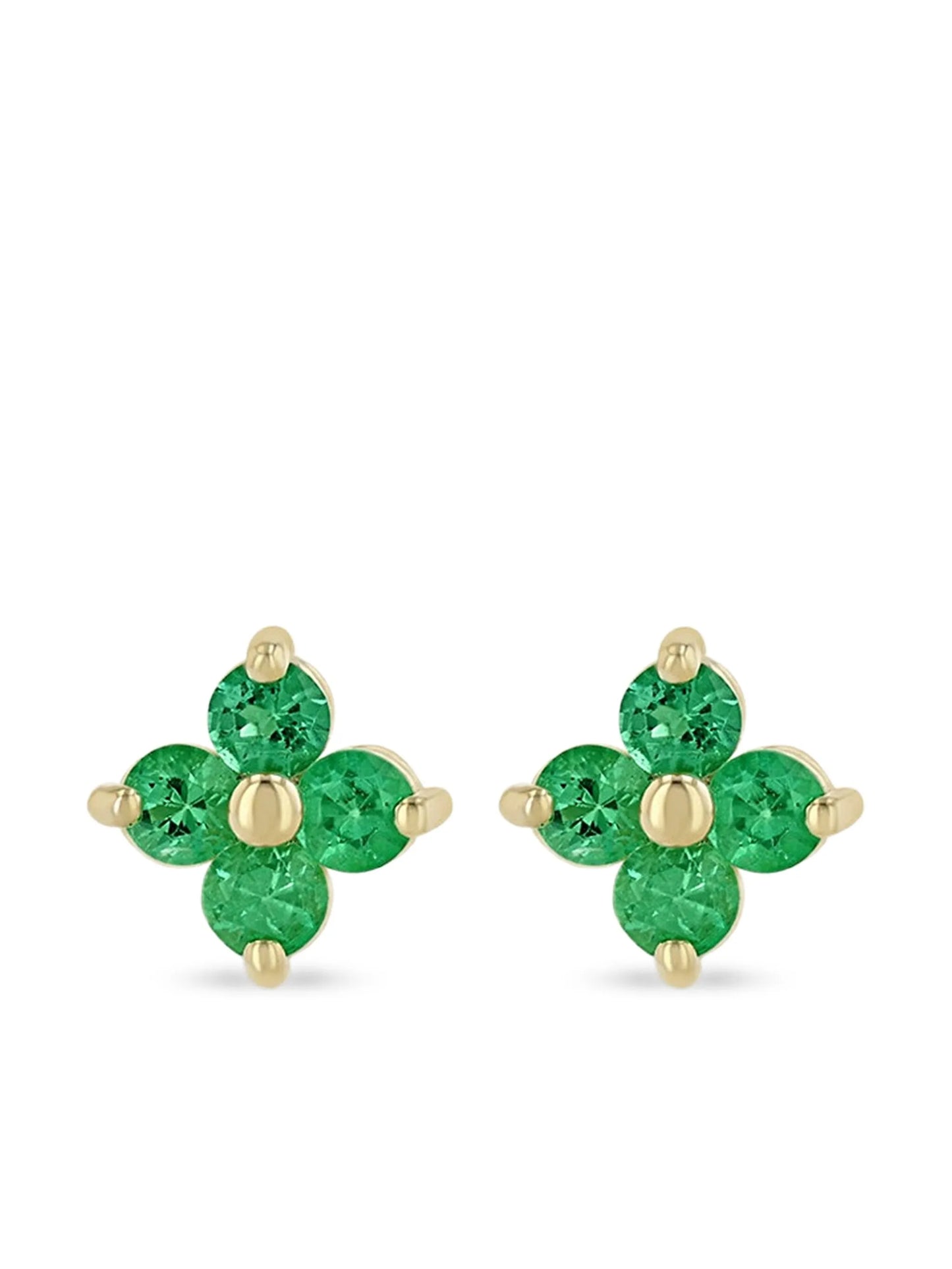14K yellow gold Quad emerald earrings
