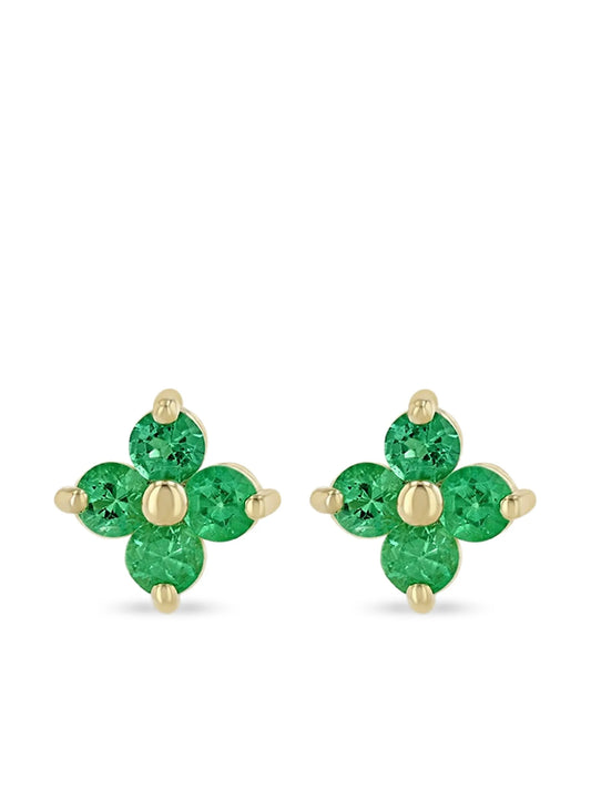 14K yellow gold Quad emerald earrings