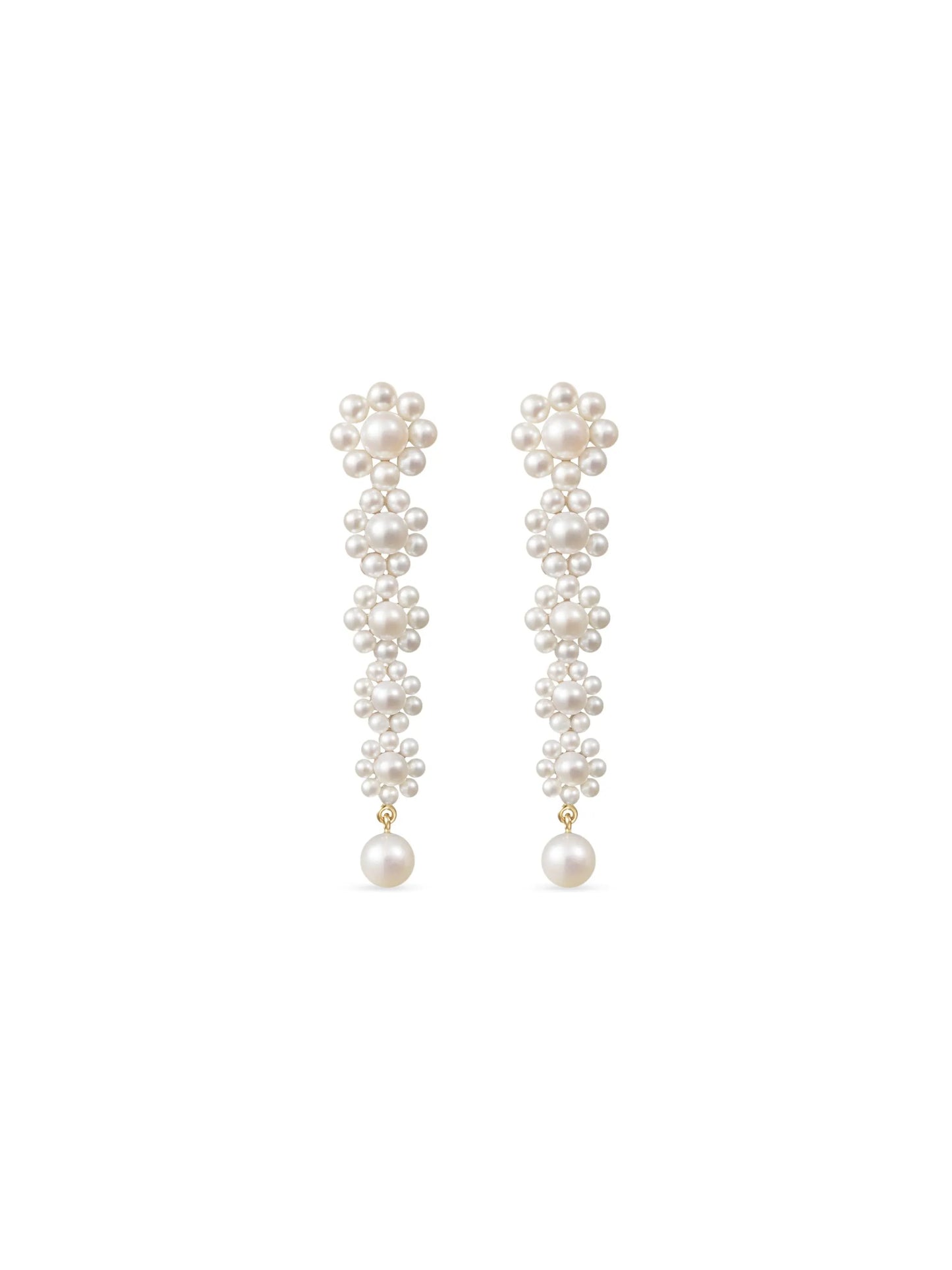 18CT yellow gold Marguerite Fleur freshwater pearl earrings