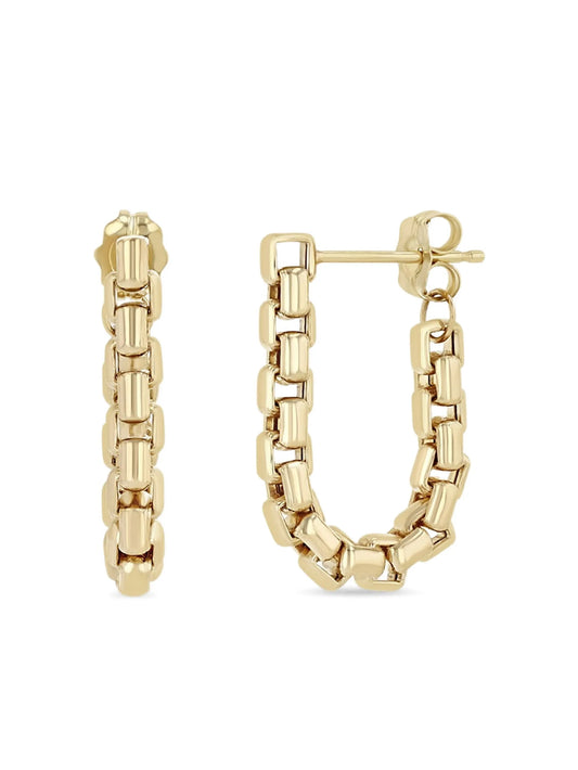 14K yellow gold box-chain earrings