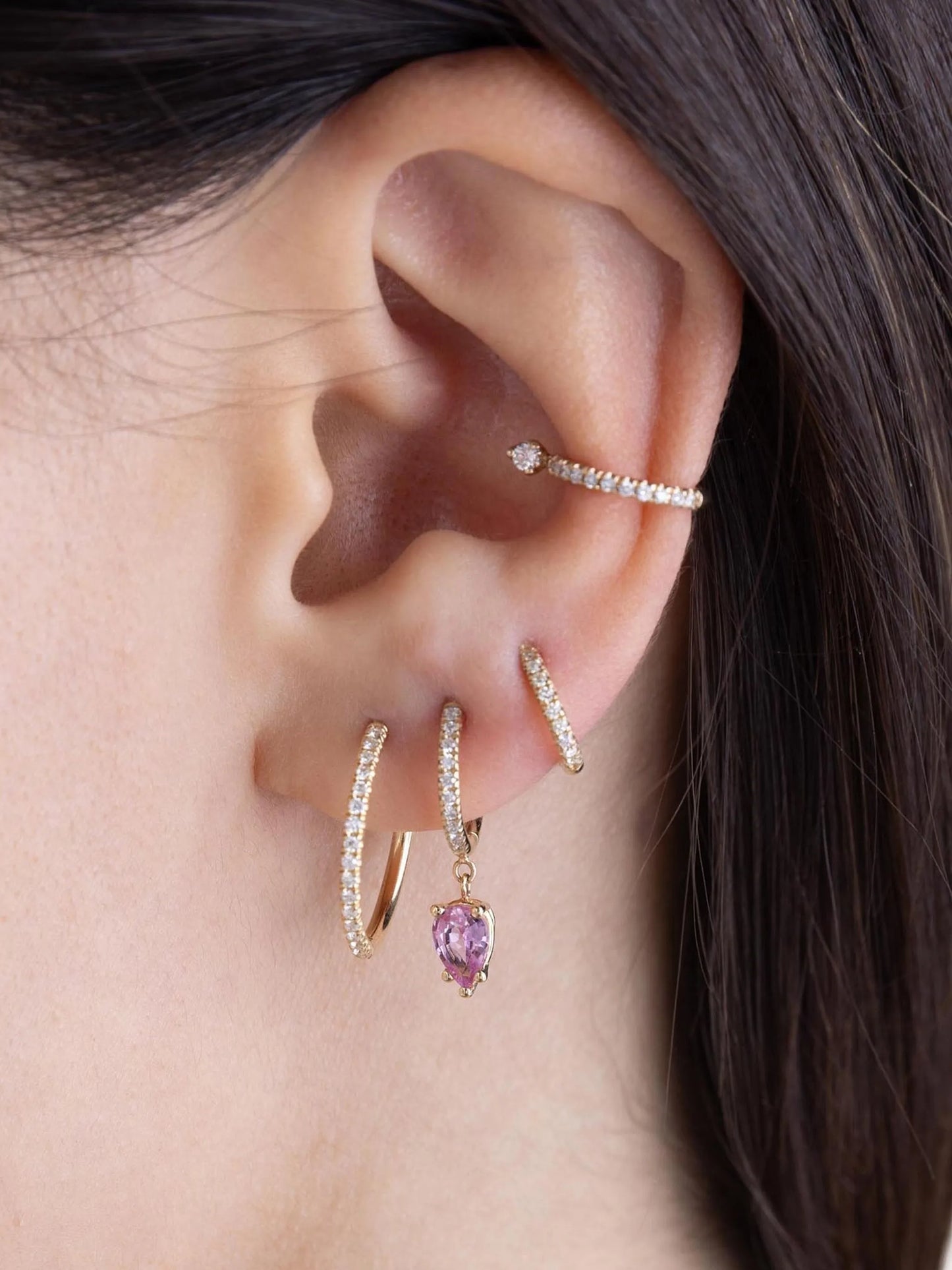14K yellow gold Wire diamond ear cuff