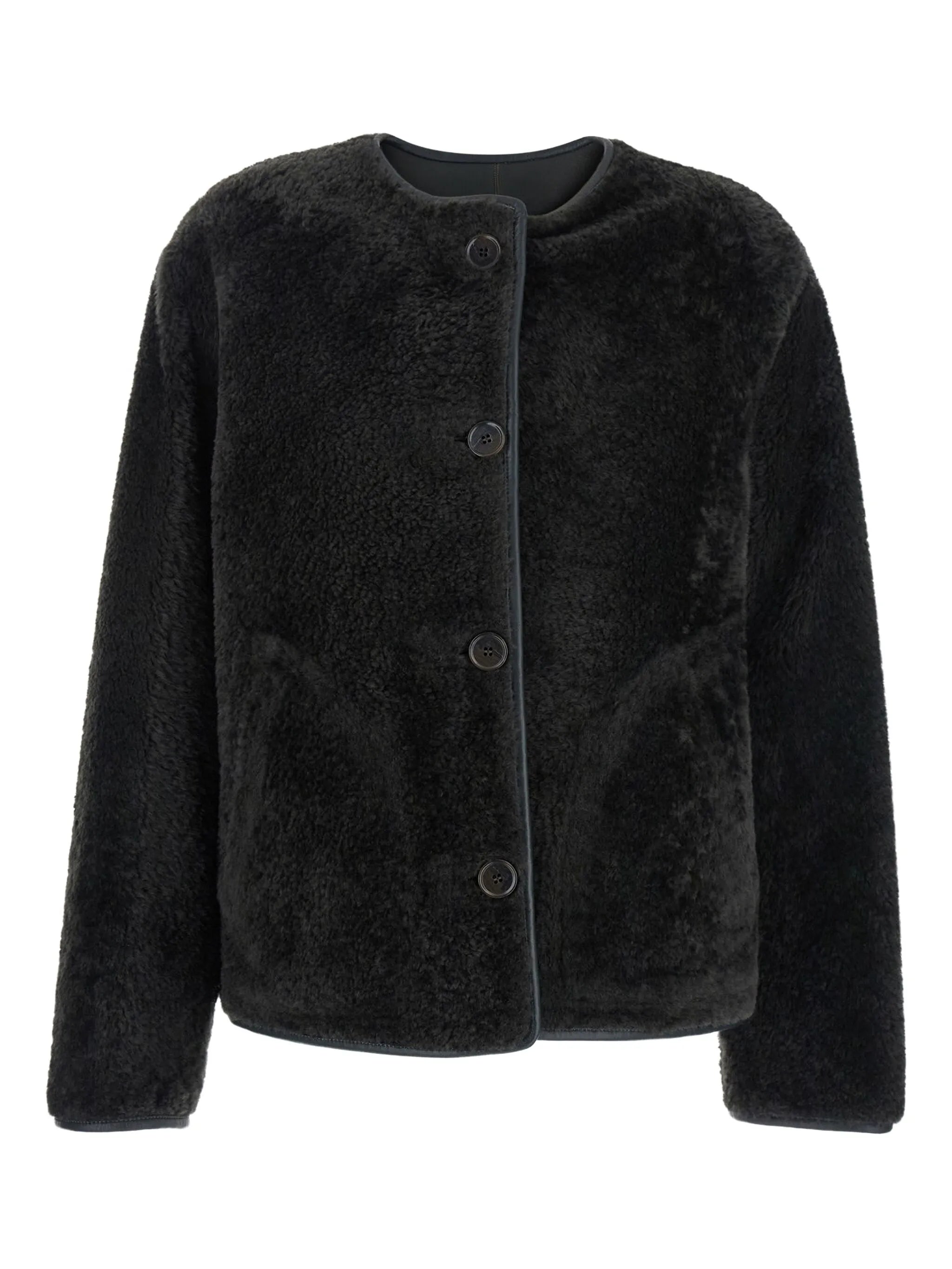 button-fastening shearling jacket