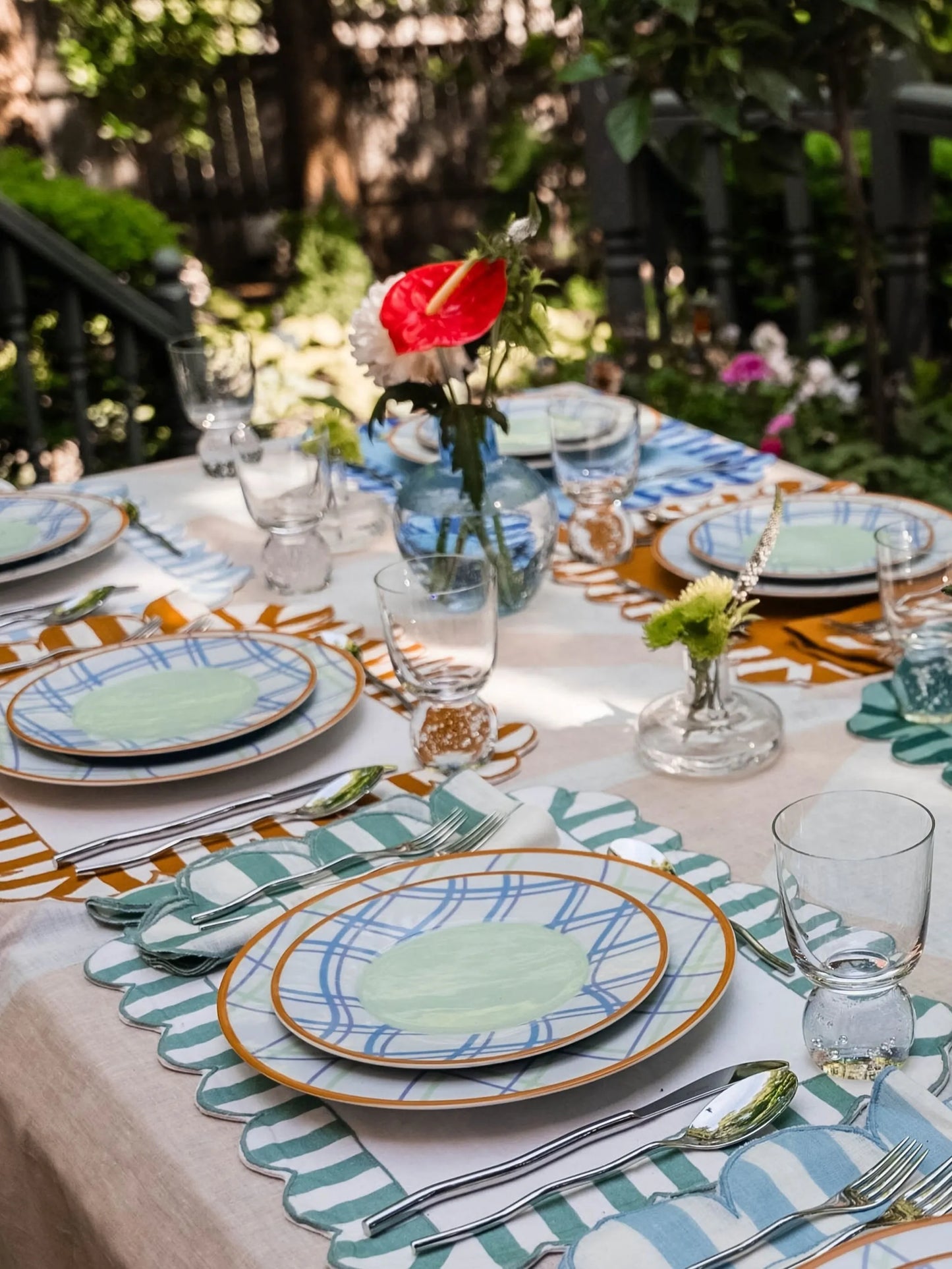 scalloped stripe linen napkins (set of four)