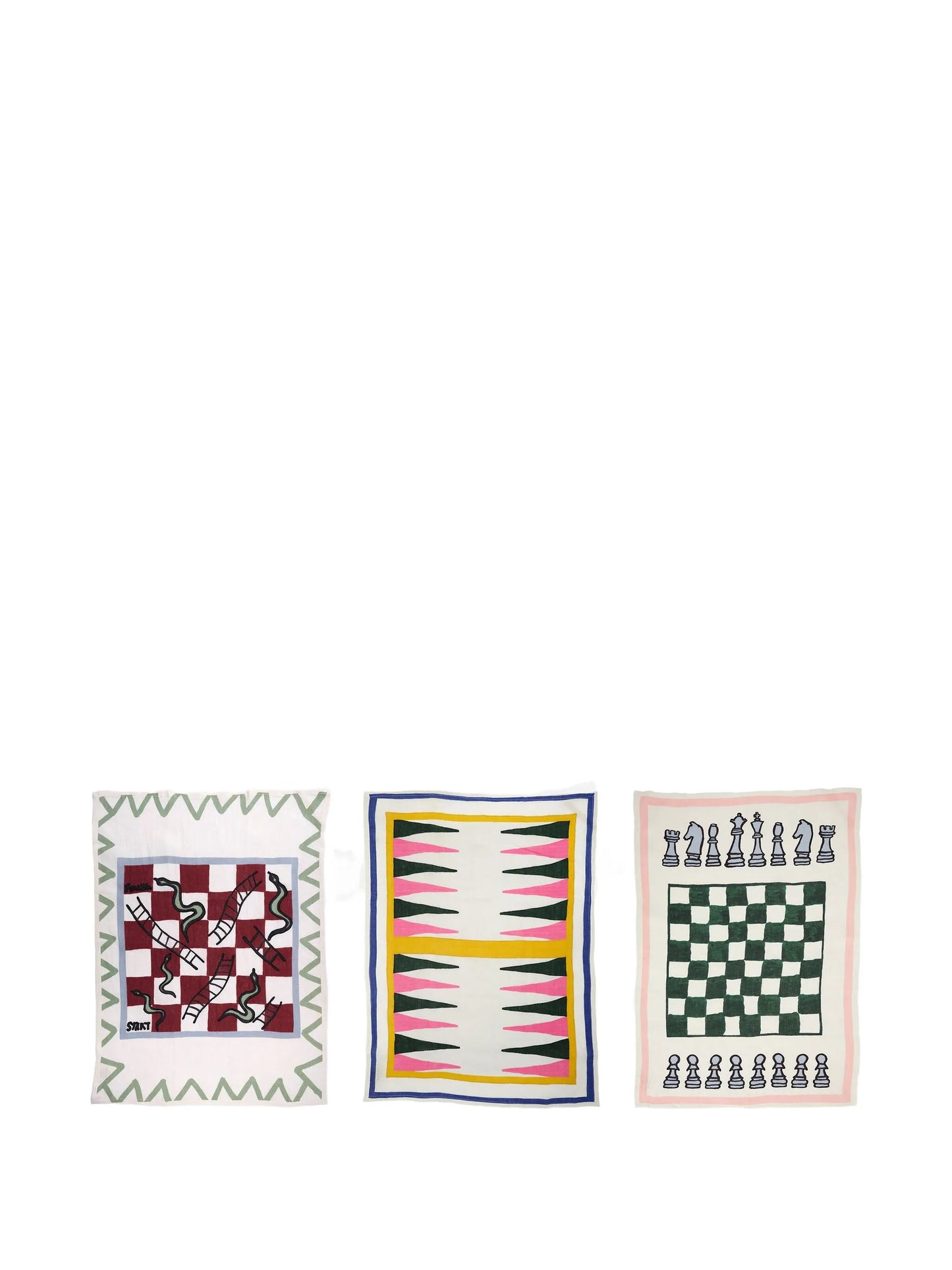 game-print linen tea towels (set of three)