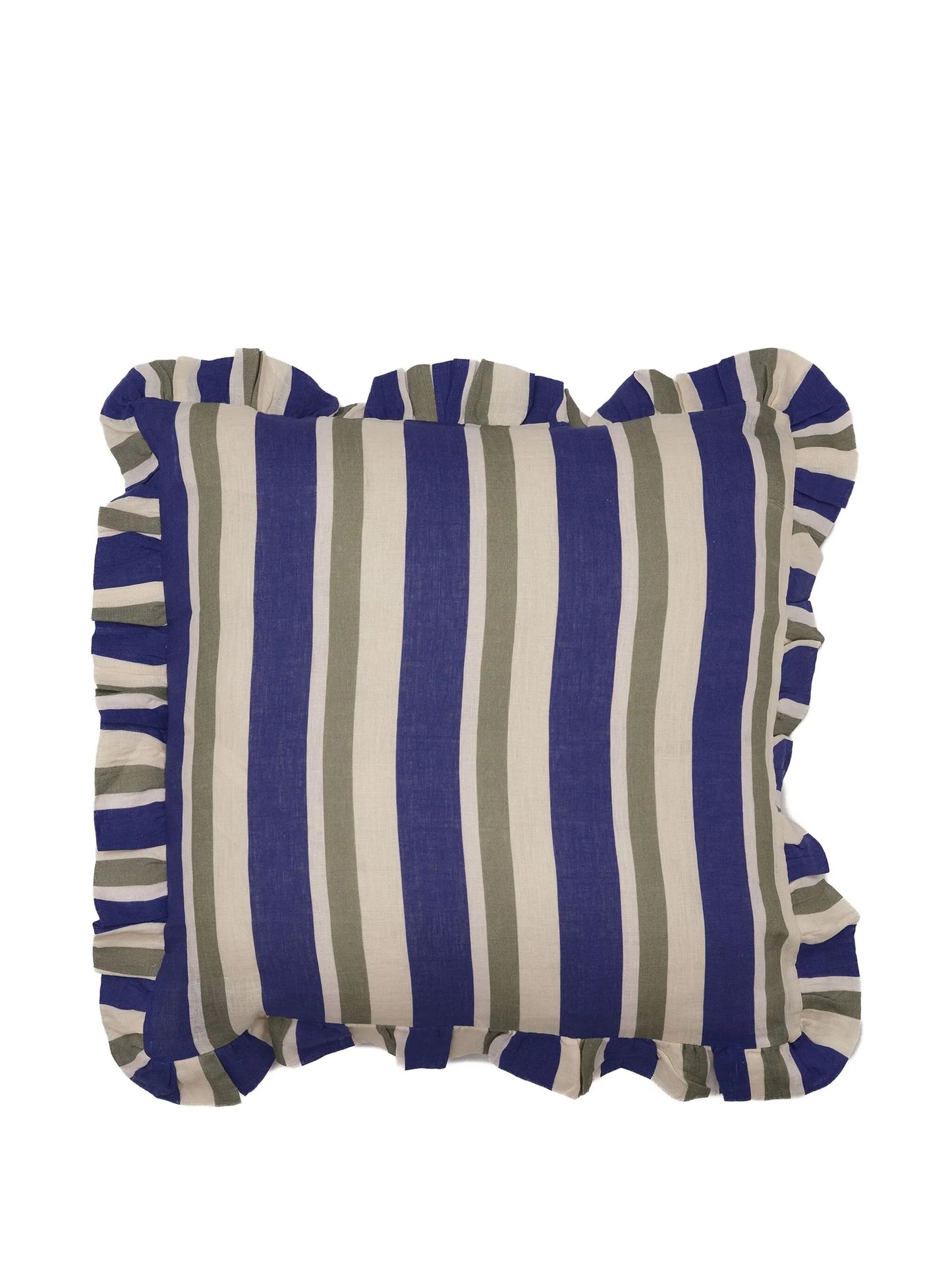 striped ruffled cushion cover
