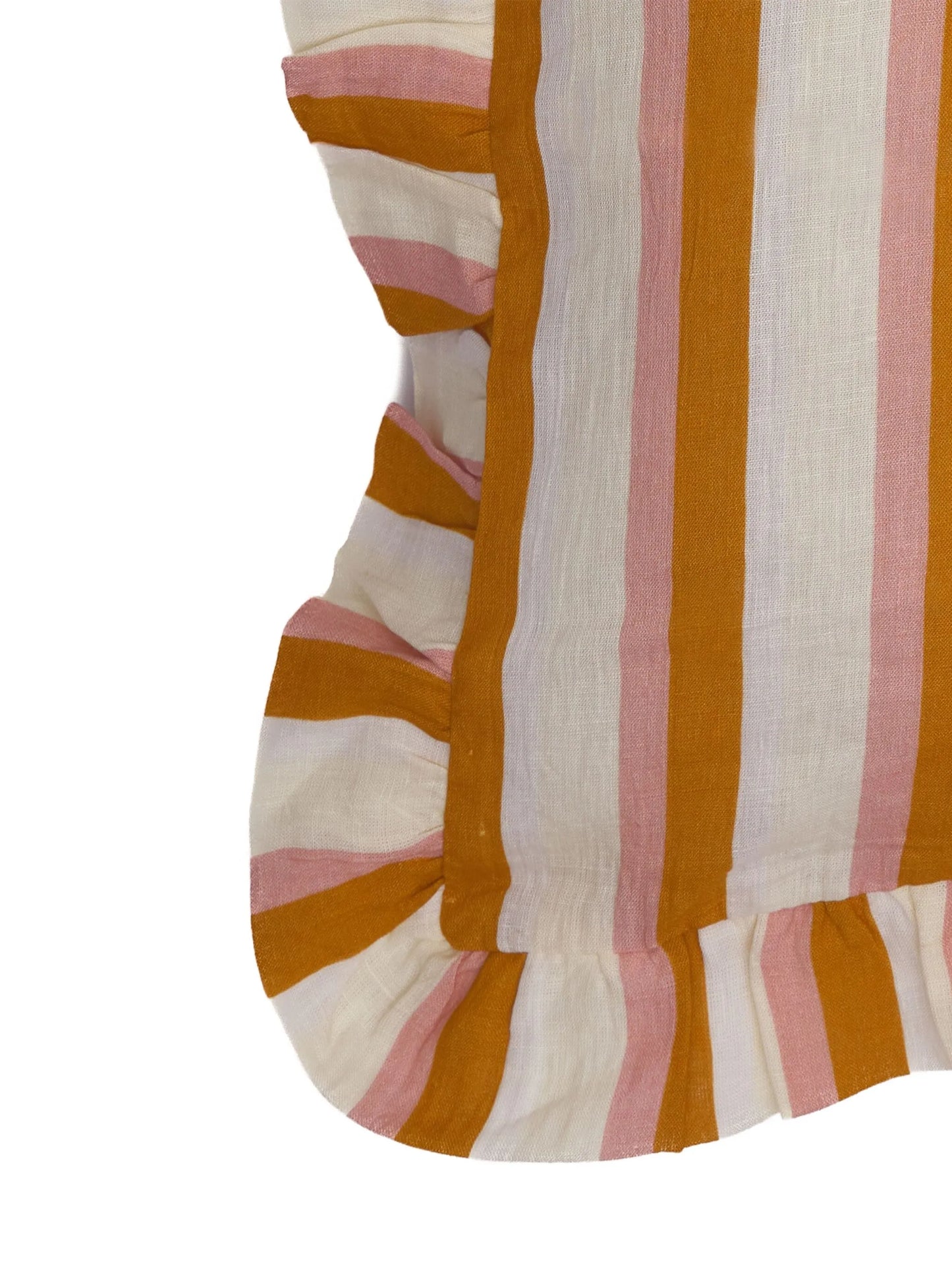 striped ruffled cushion cover
