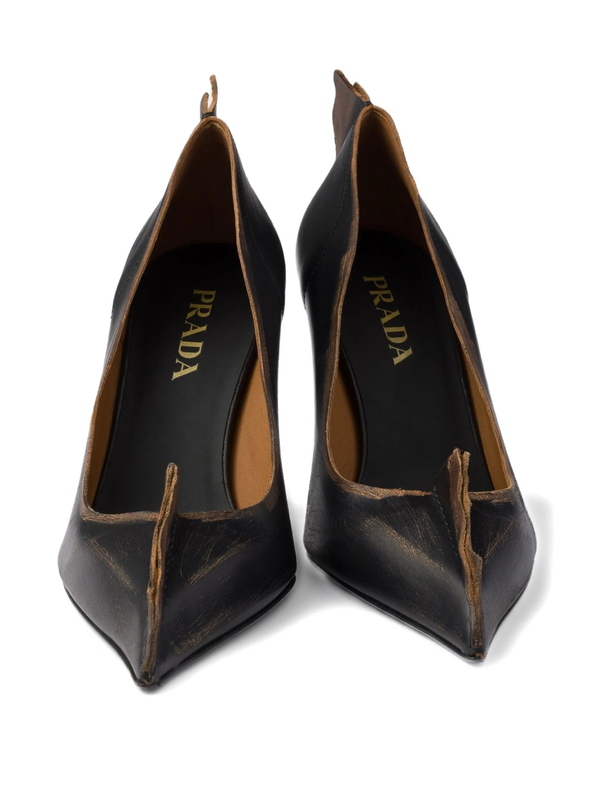85mm Antiqued leather pointed-toe pumps
