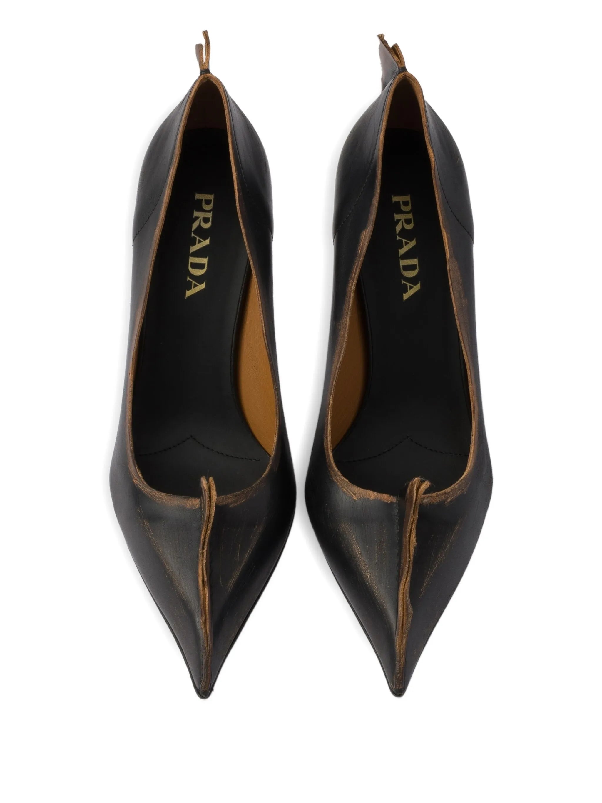 85mm Antiqued leather pointed-toe pumps