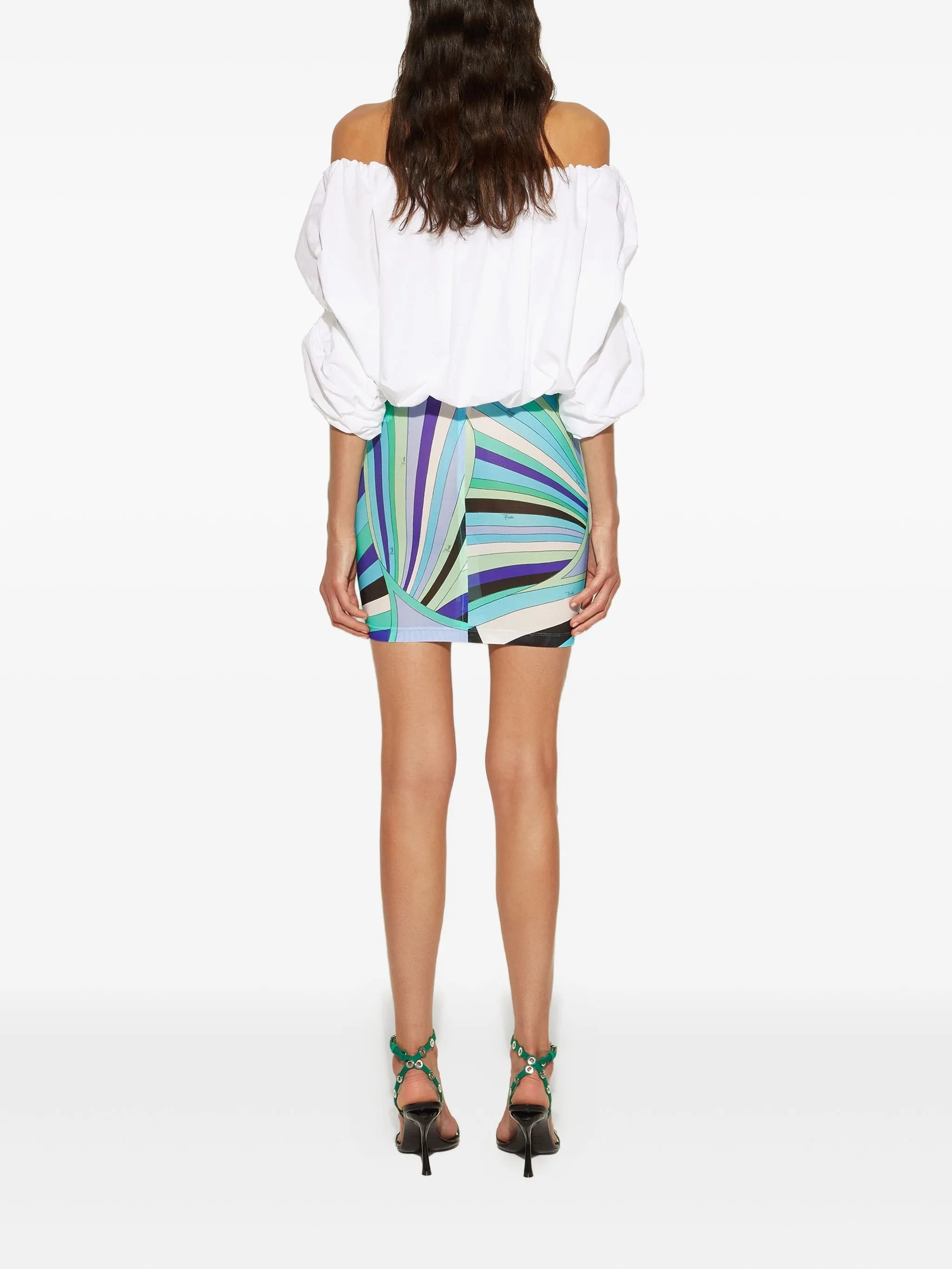puff-sleeve printed dress