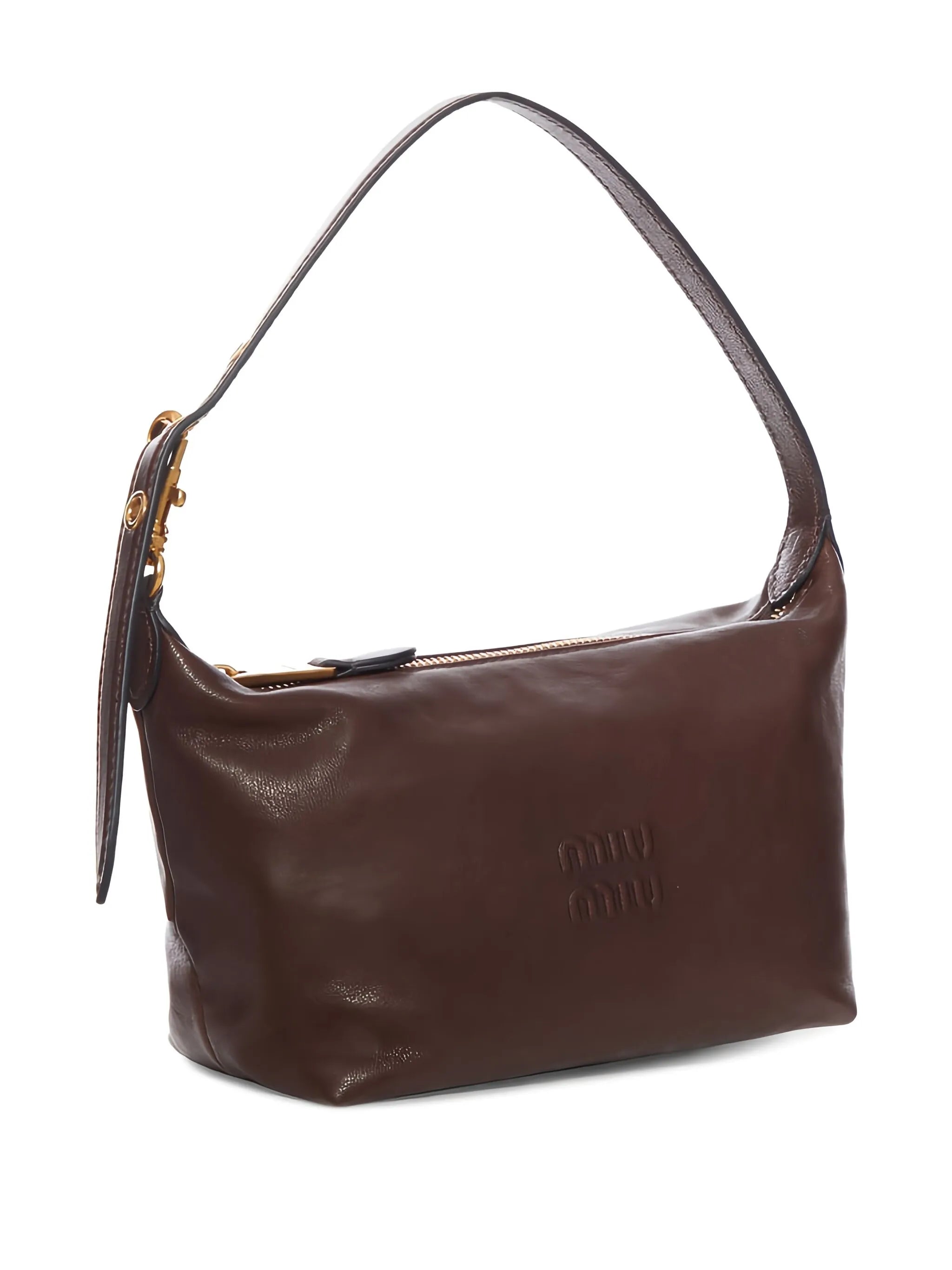 logo-embossed leather shoulder bag
