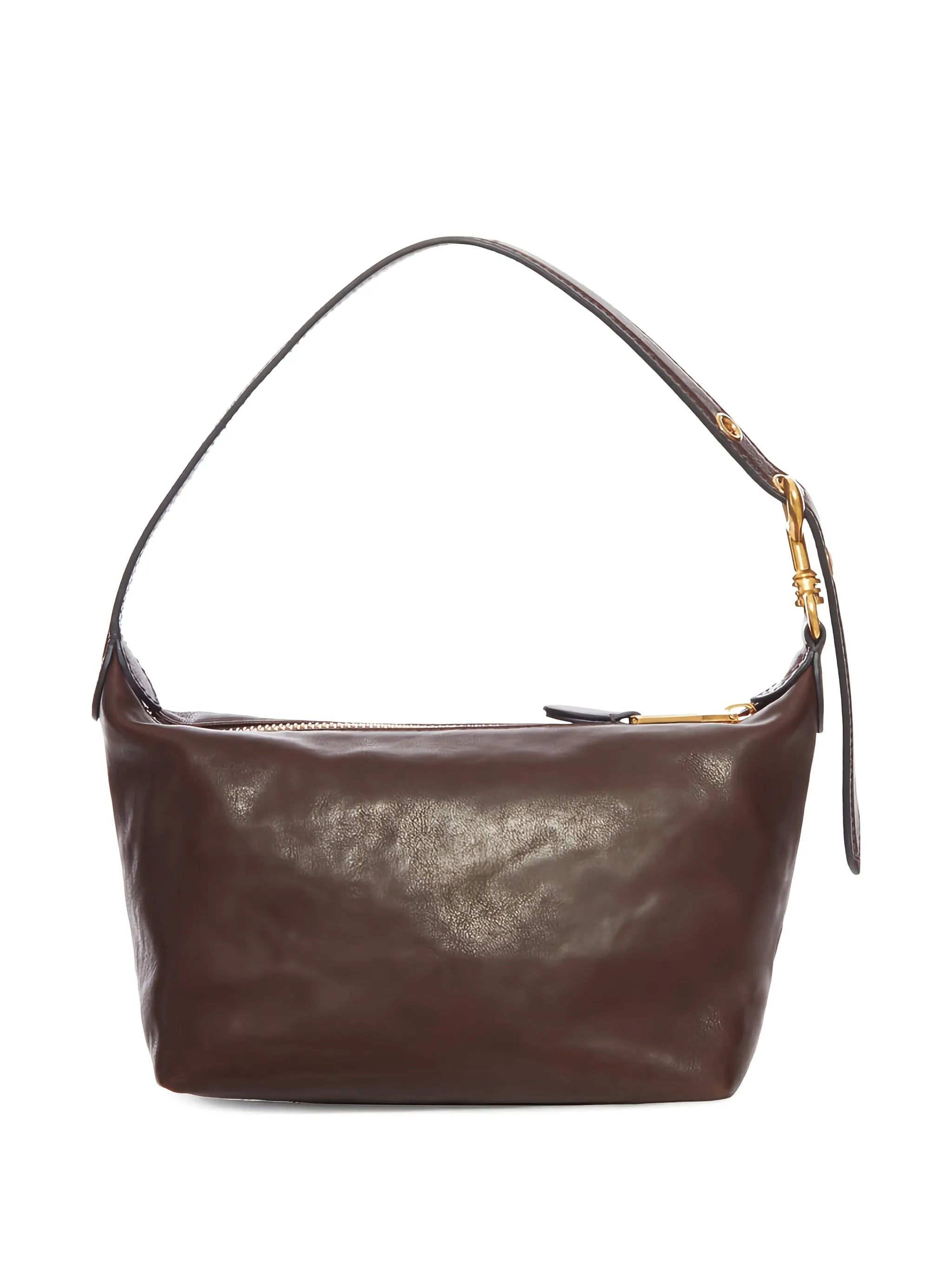 logo-embossed leather shoulder bag
