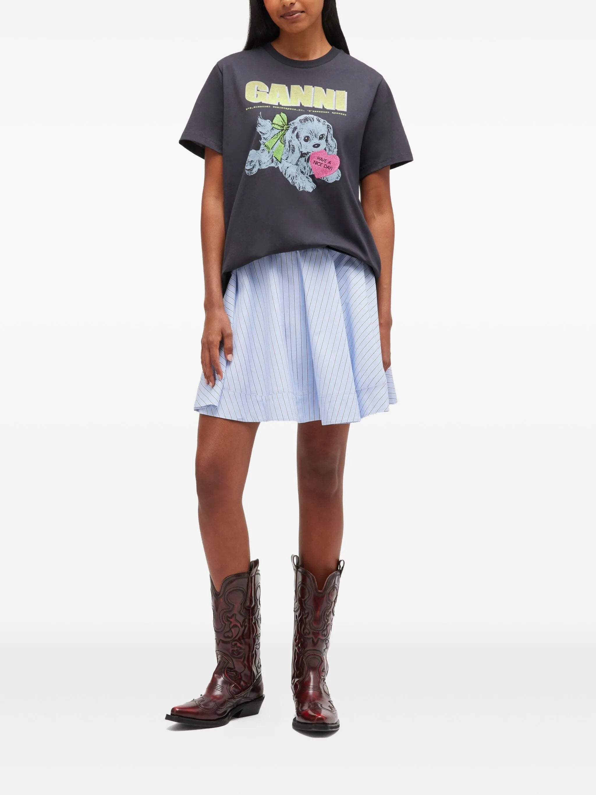 Puppy dog-print graphic T-shirt