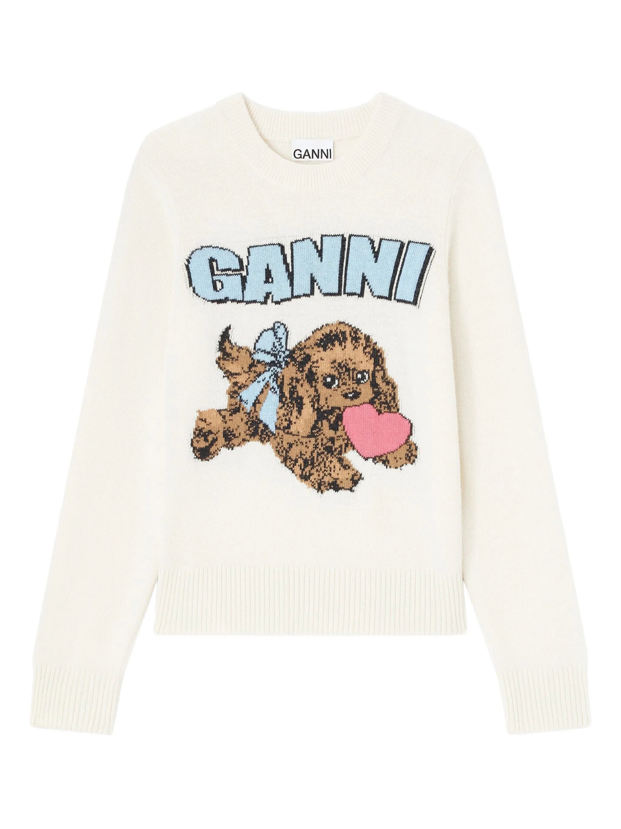 Puppy logo intarsia sweater