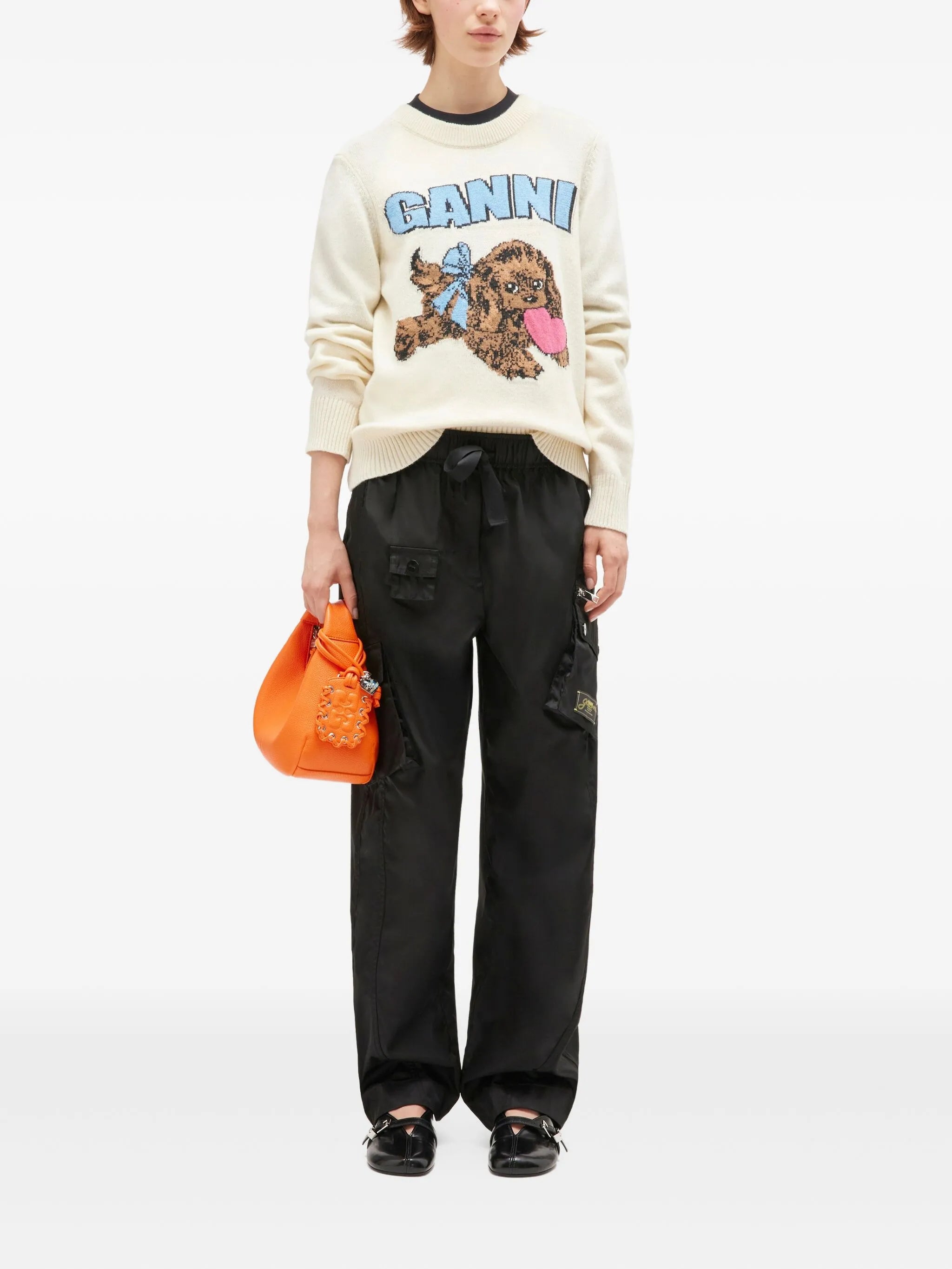 Puppy logo intarsia sweater