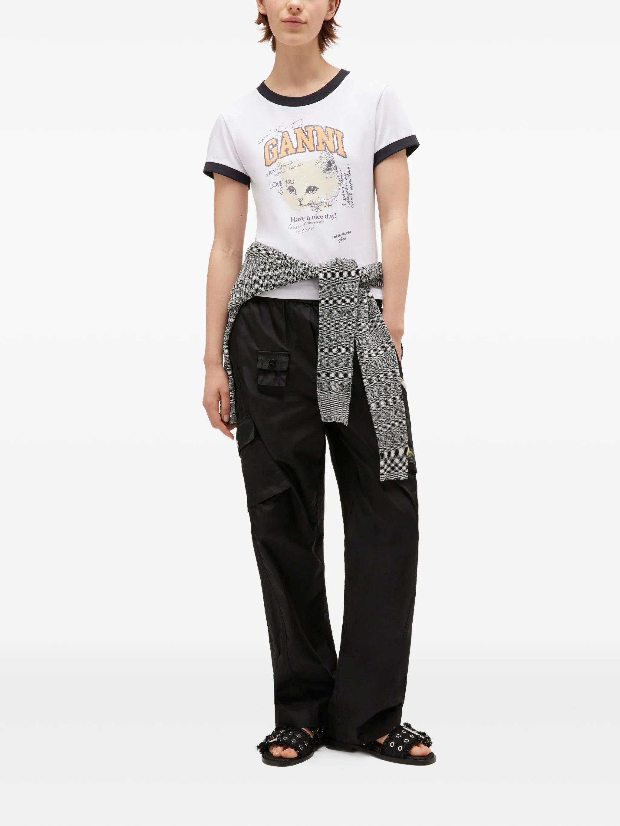 Kitty-print ringer top