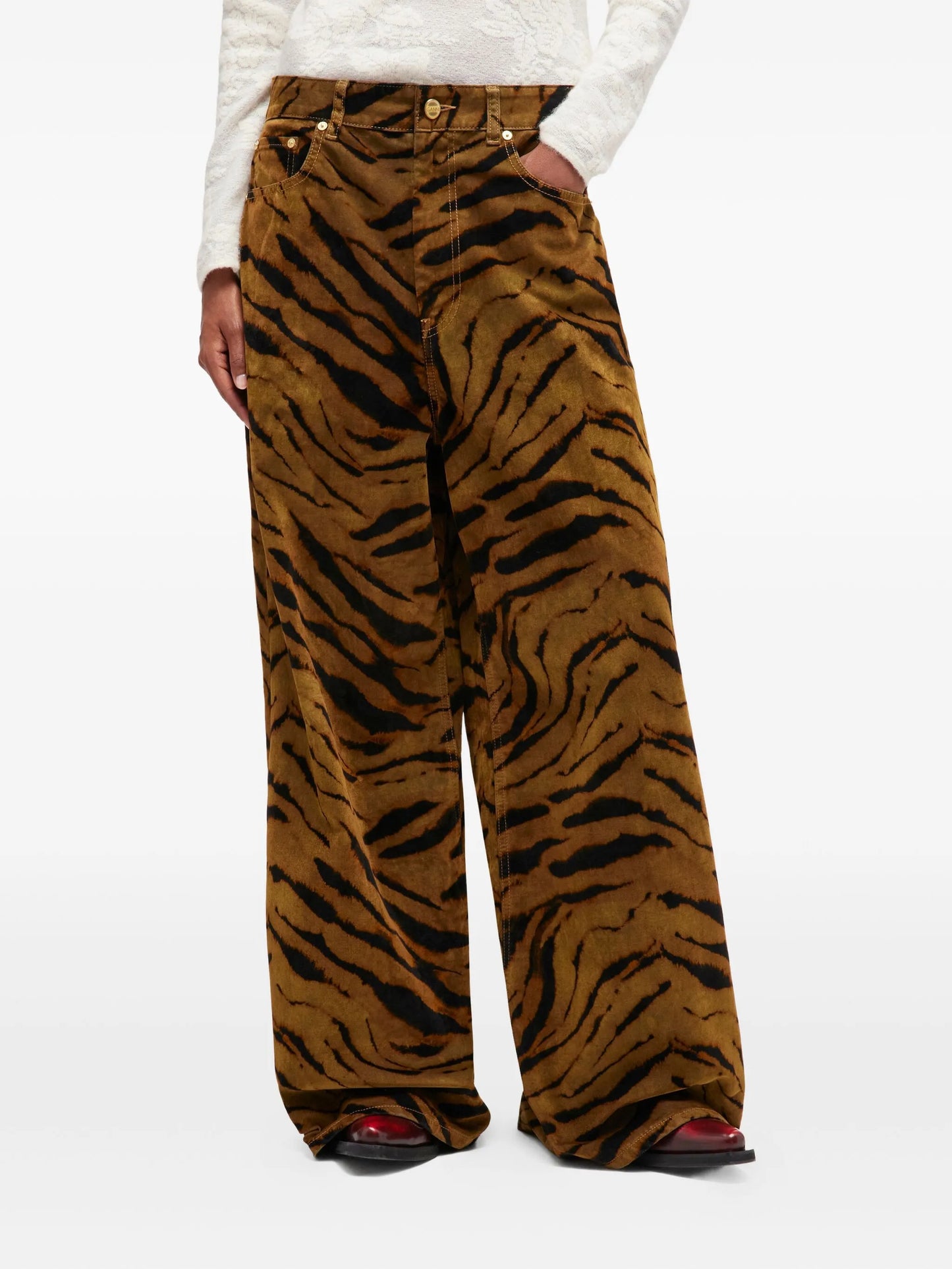 tiger-stripe jeans