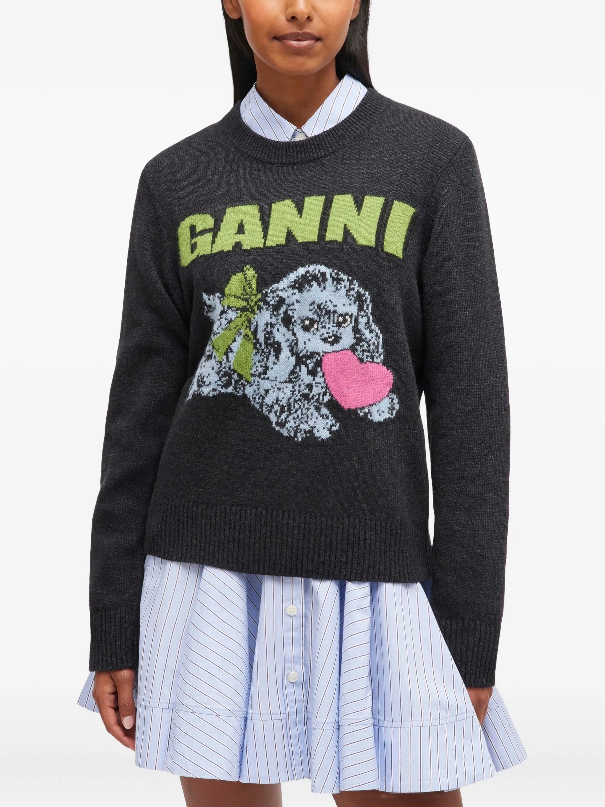 Puppy-logo crew-neck sweater