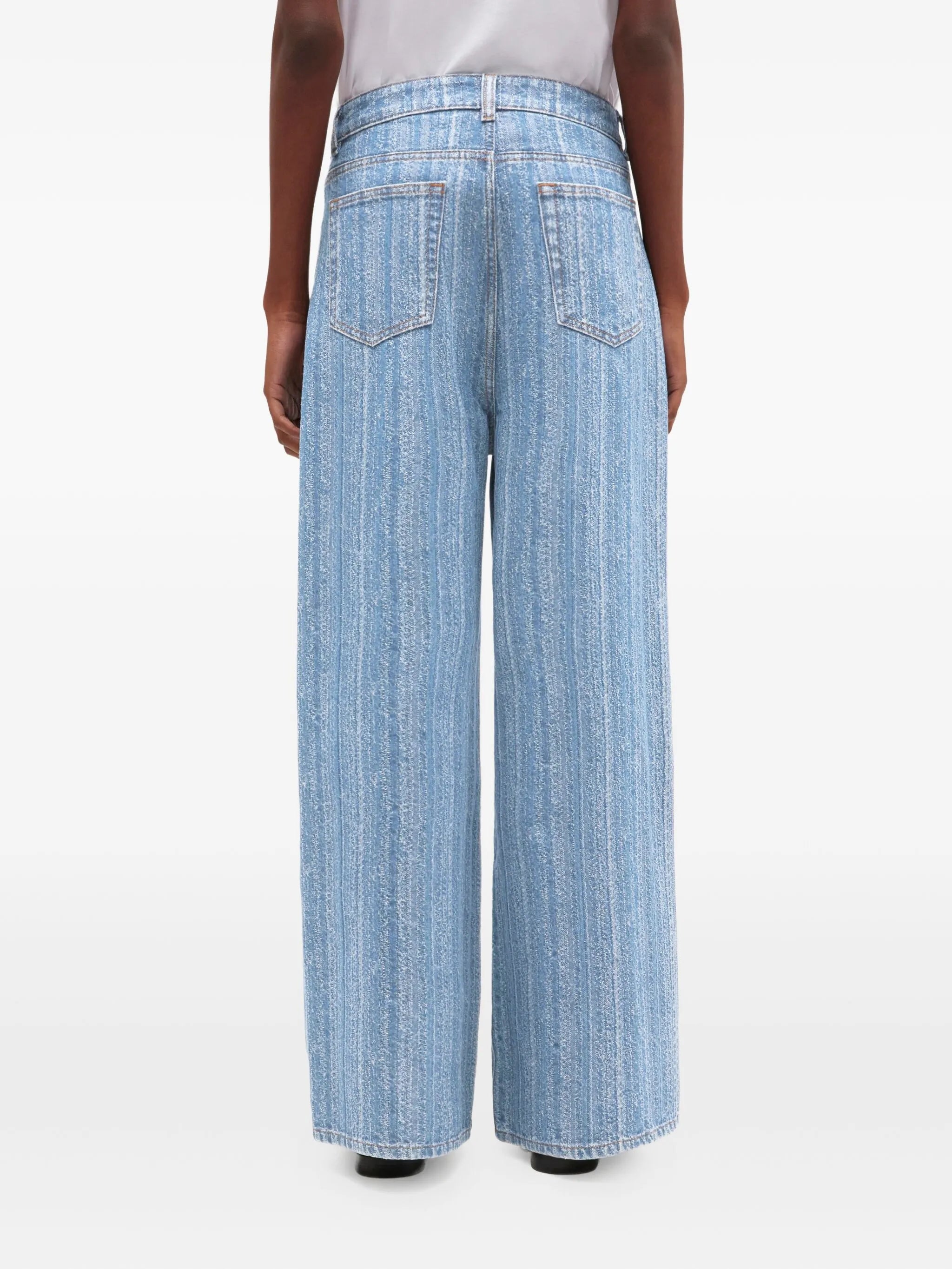 horizontal-pattern deconstructed jeans