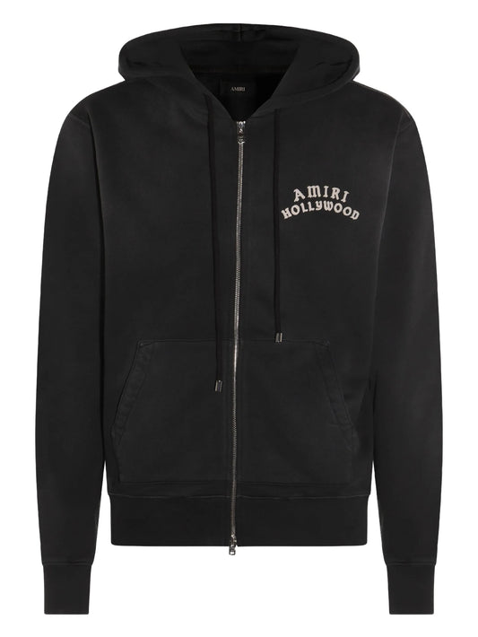 Hollywood-embellished zip-up hoodie