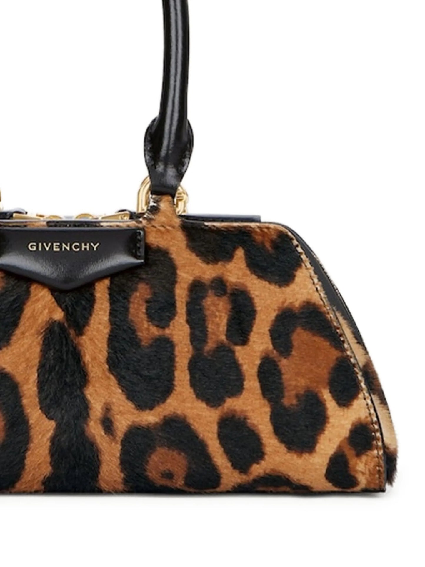 Mini Antigona East-West bag in leopard pony effect leather