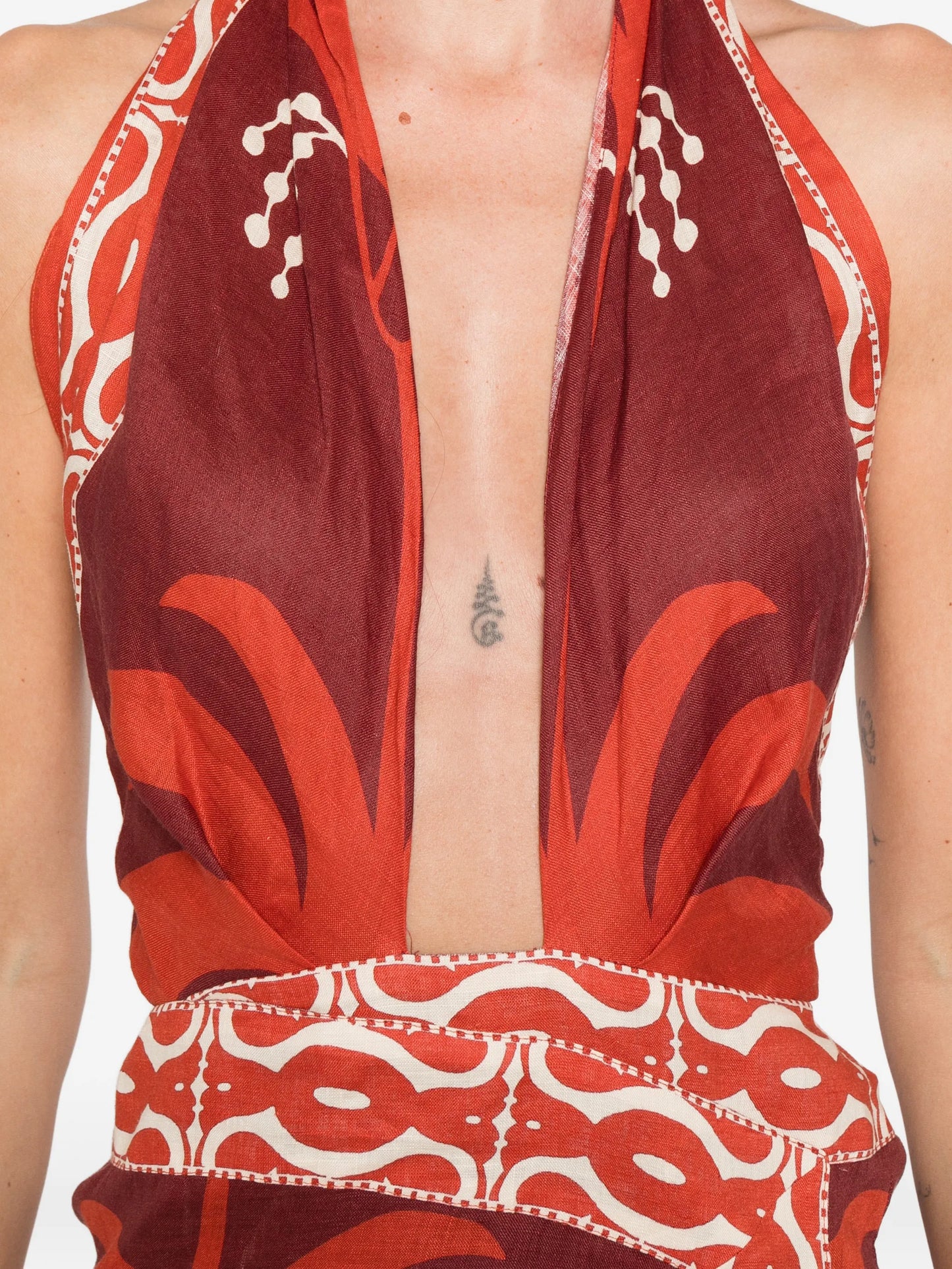 Buen Viento halterneck printed midi dress