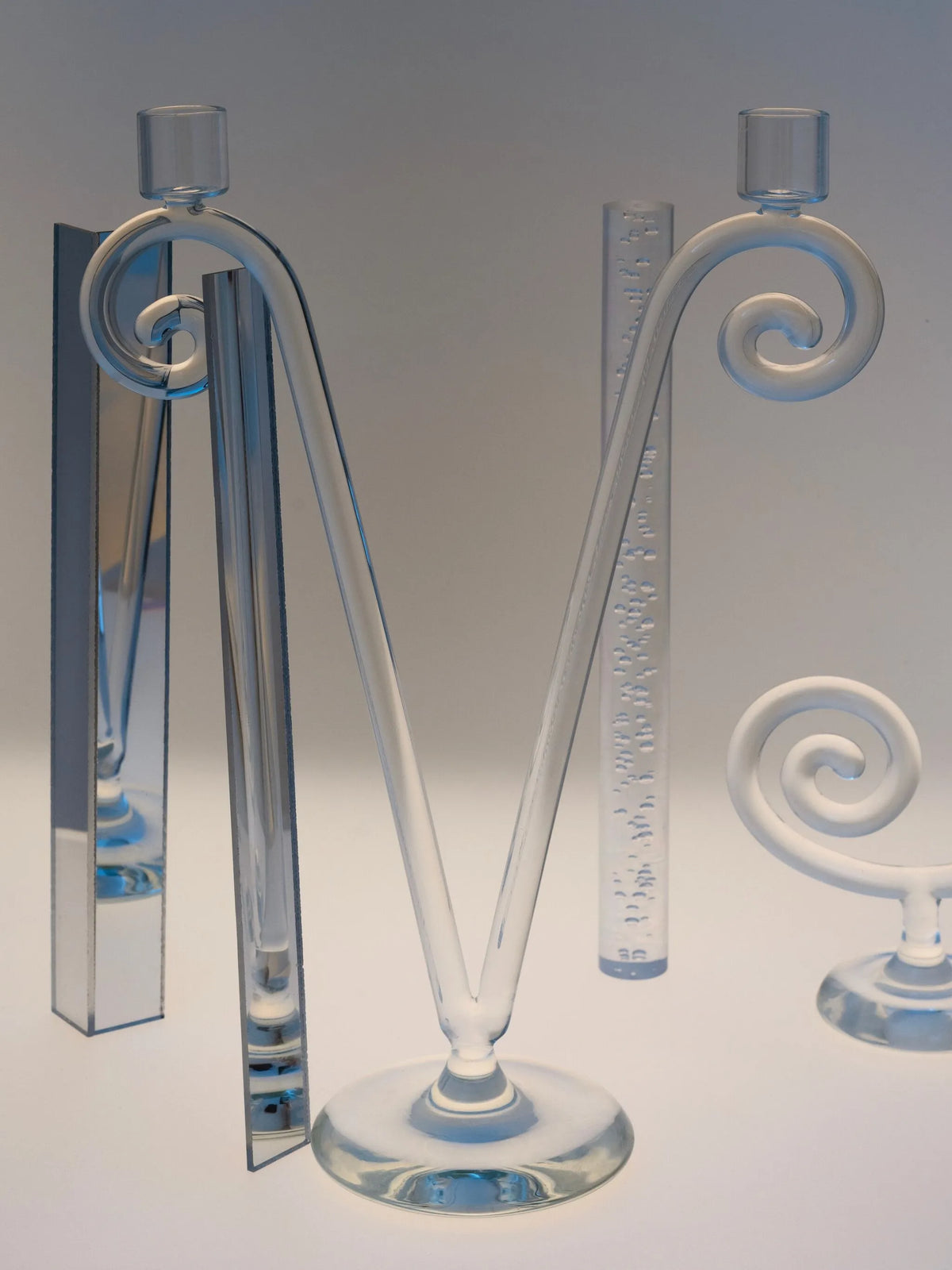 double stem spiral candleholder