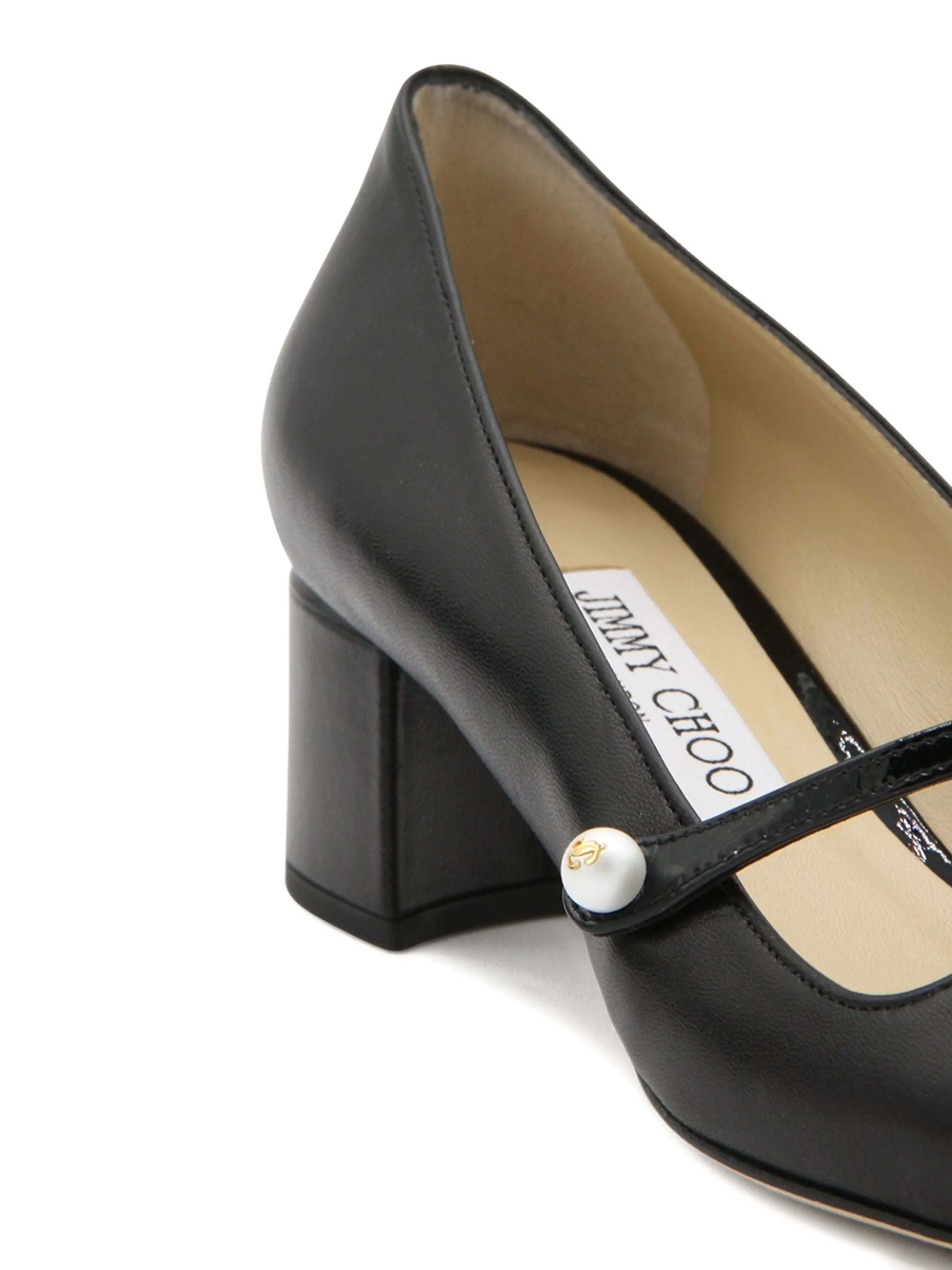 pearl-embellished block-heel pumps