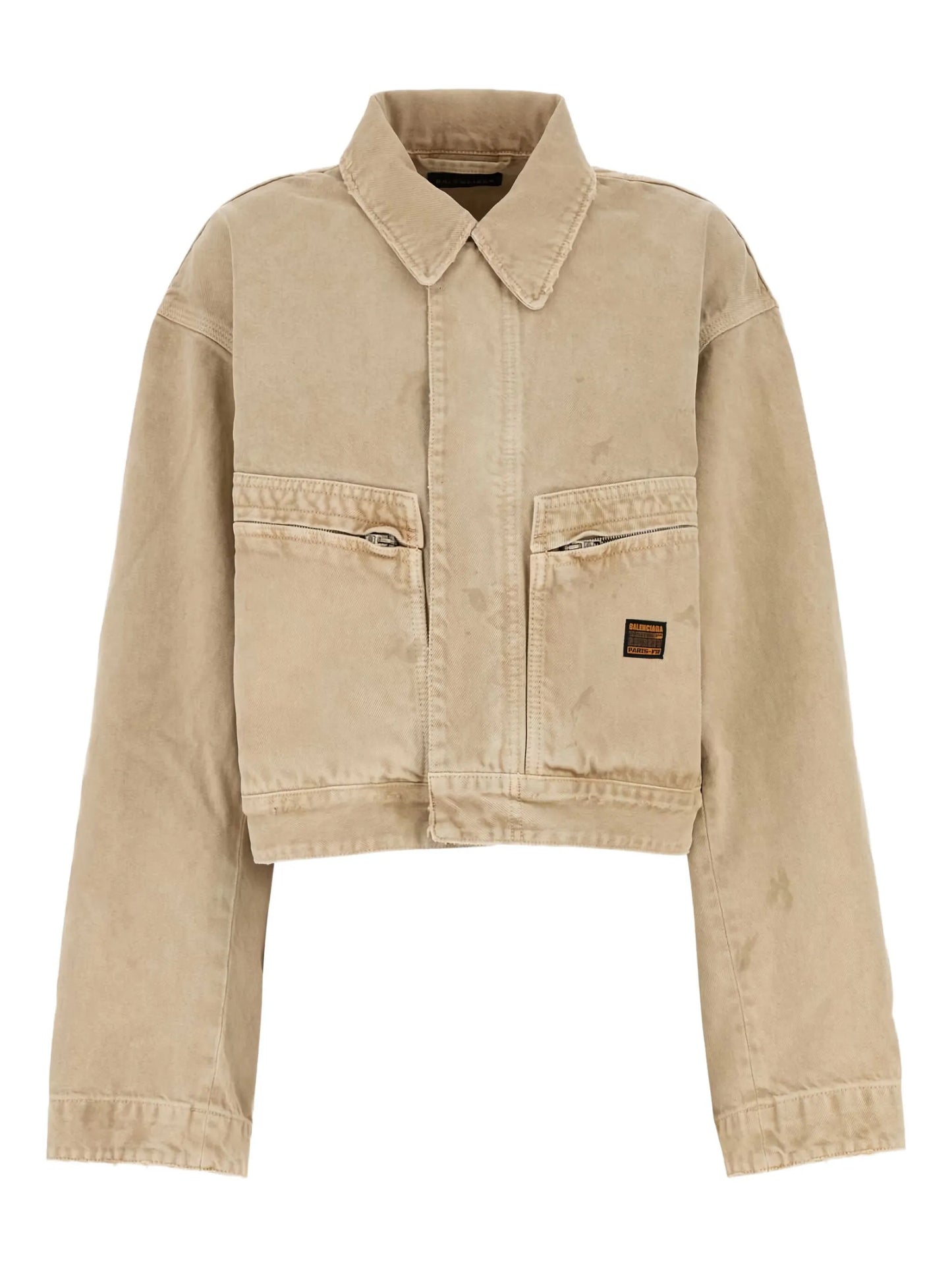 zipped-pocket long-sleeves denim jacket
