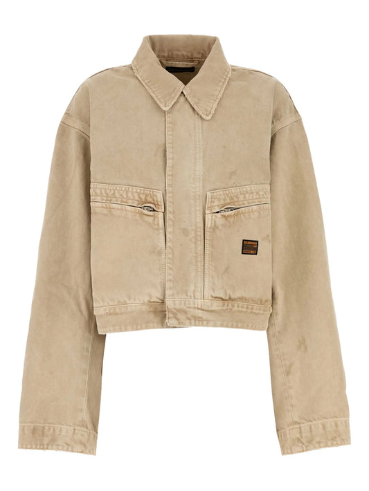 zipped-pocket long-sleeves denim jacket