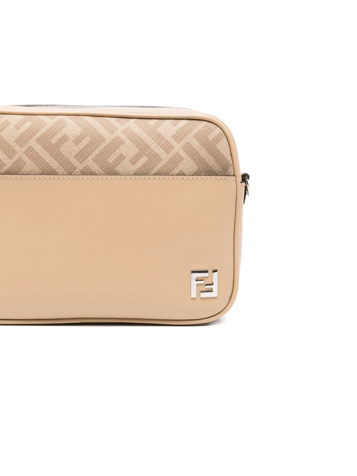 monogram-panel leather messenger bag