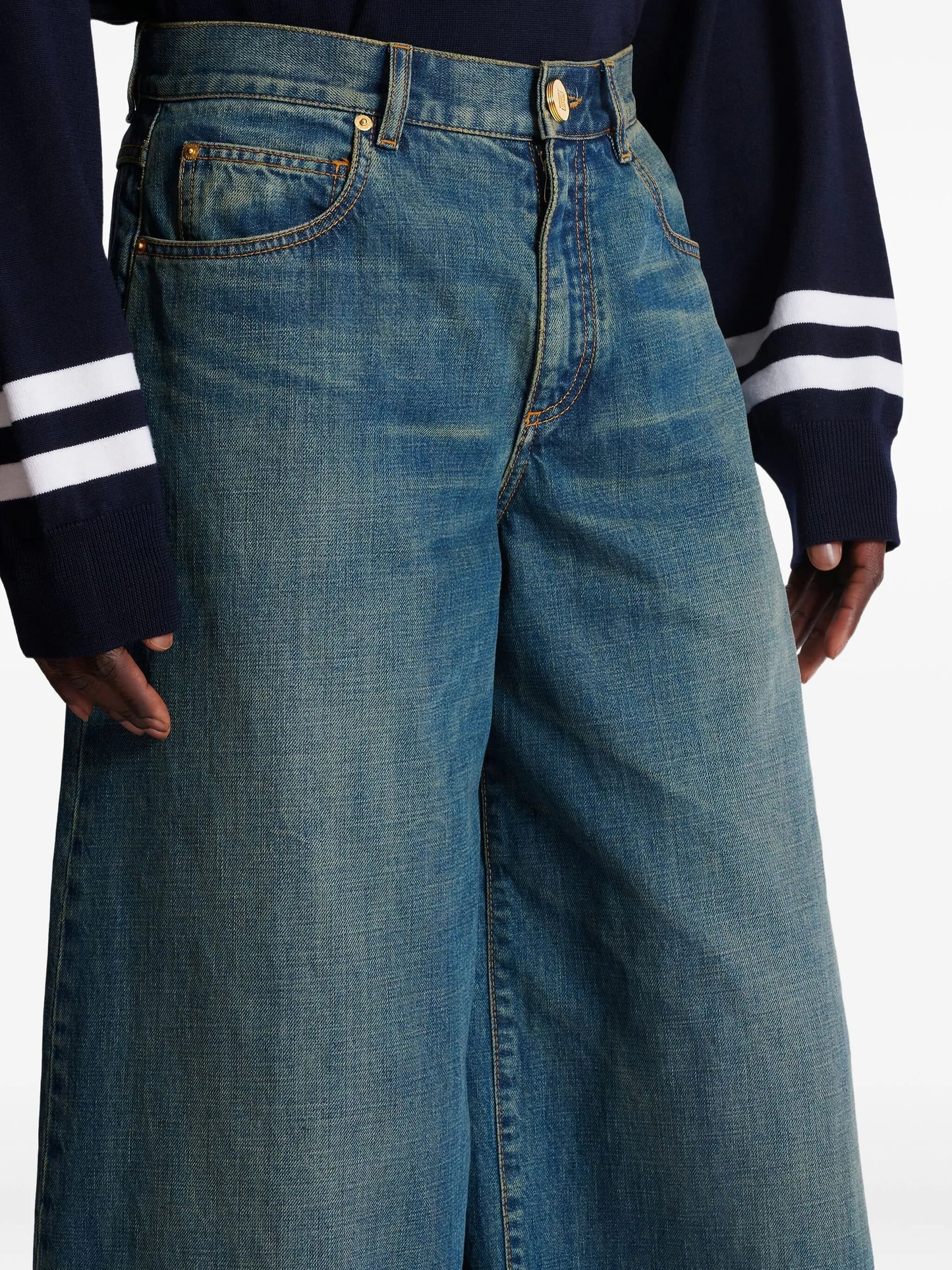 faded wide-leg jeans