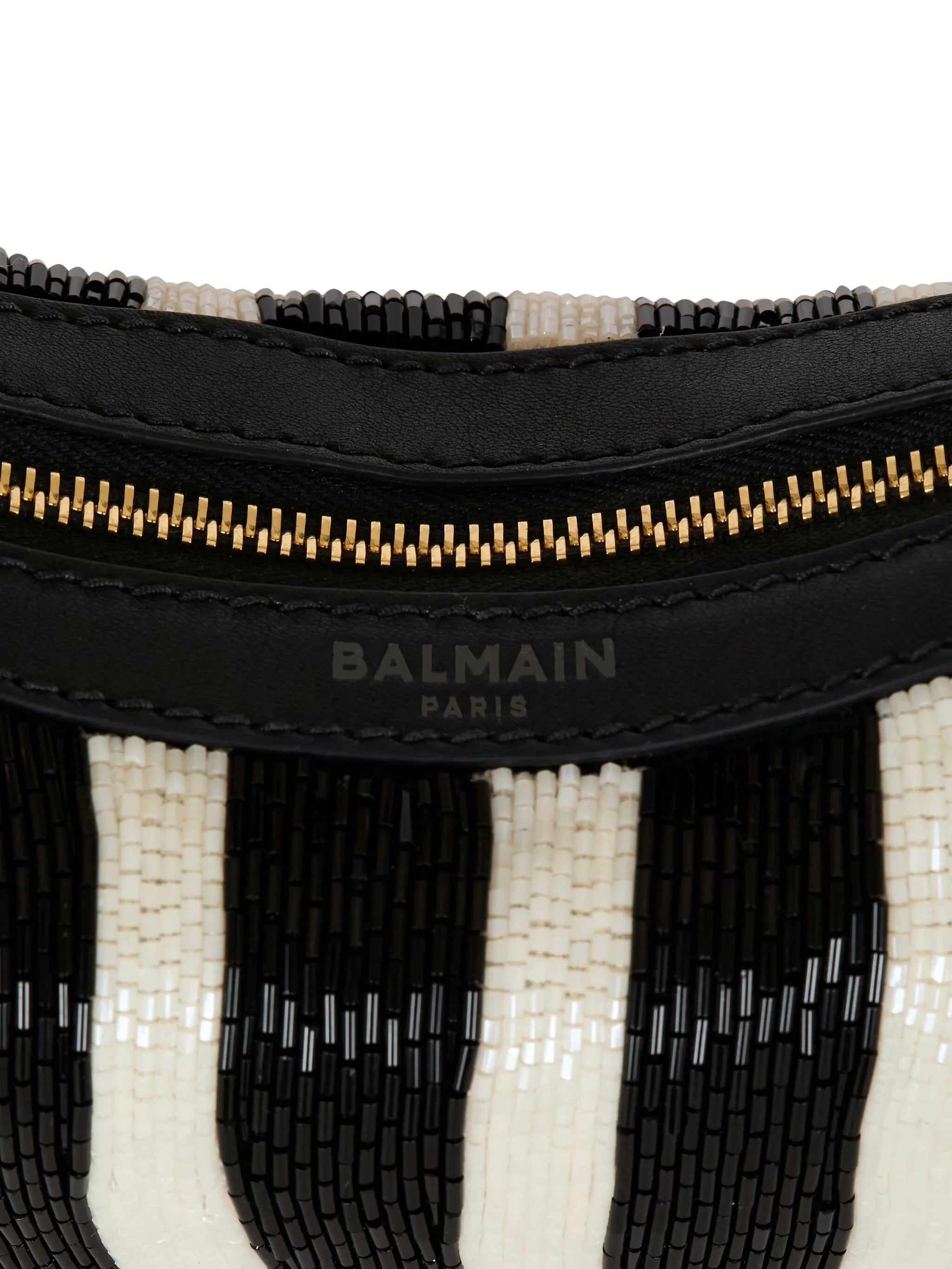 zebra-striped beaded shoulder bag