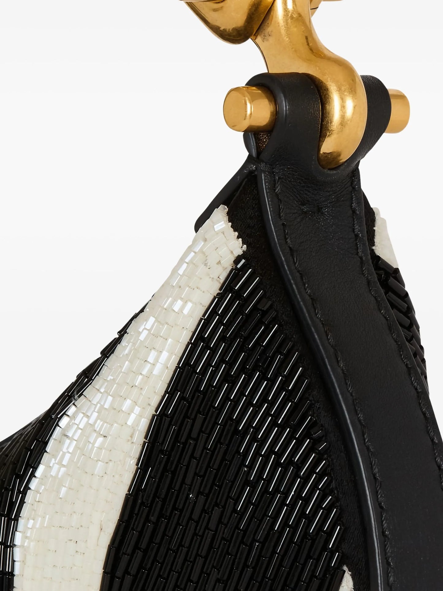 zebra-striped beaded shoulder bag