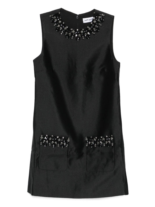embellished-pocket mini dress