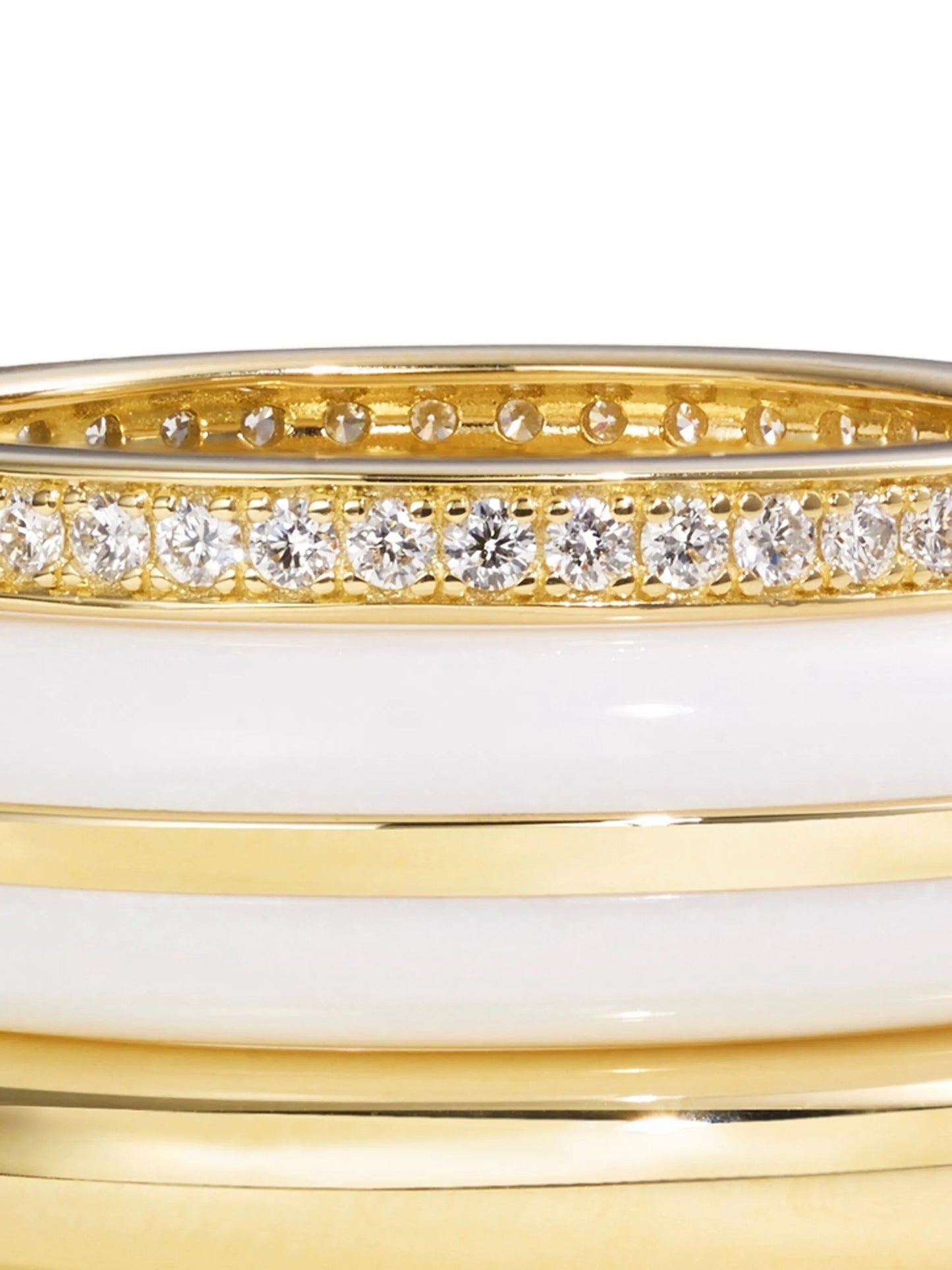 14K gold diamond and agate stacking rings