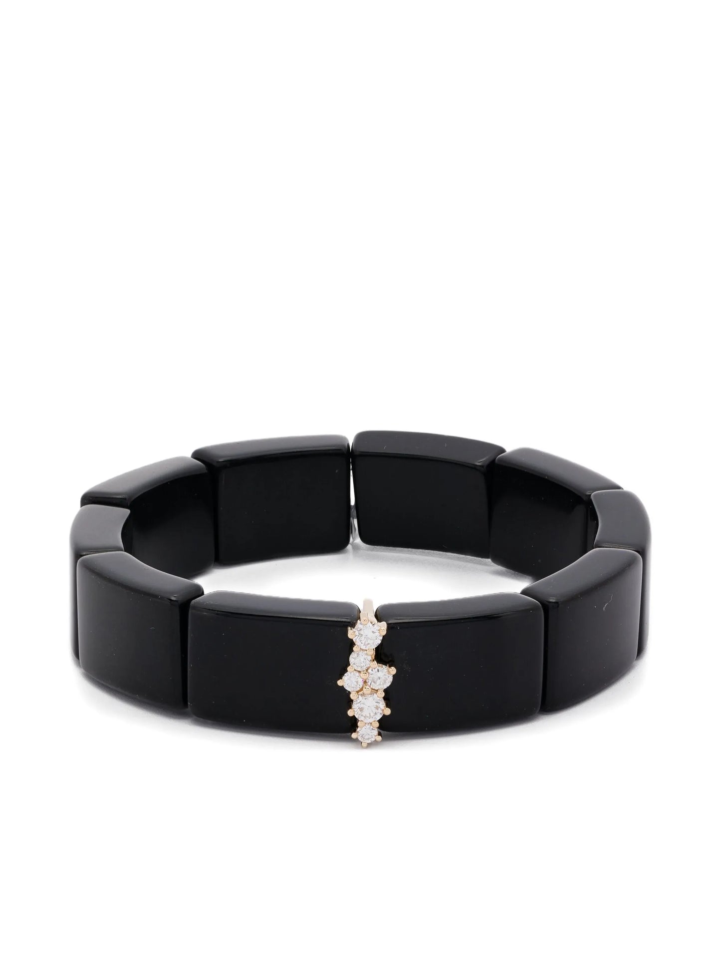 14K yellow gold diamond and onyx bracelet