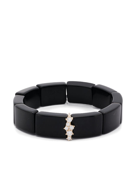 14K yellow gold diamond and onyx bracelet
