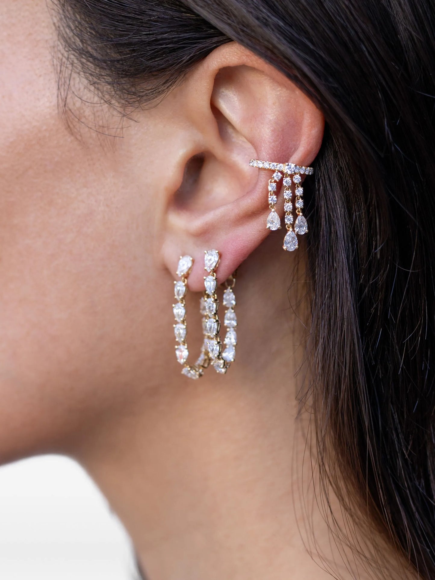 18K yellow gold Caro diamond drop earrings