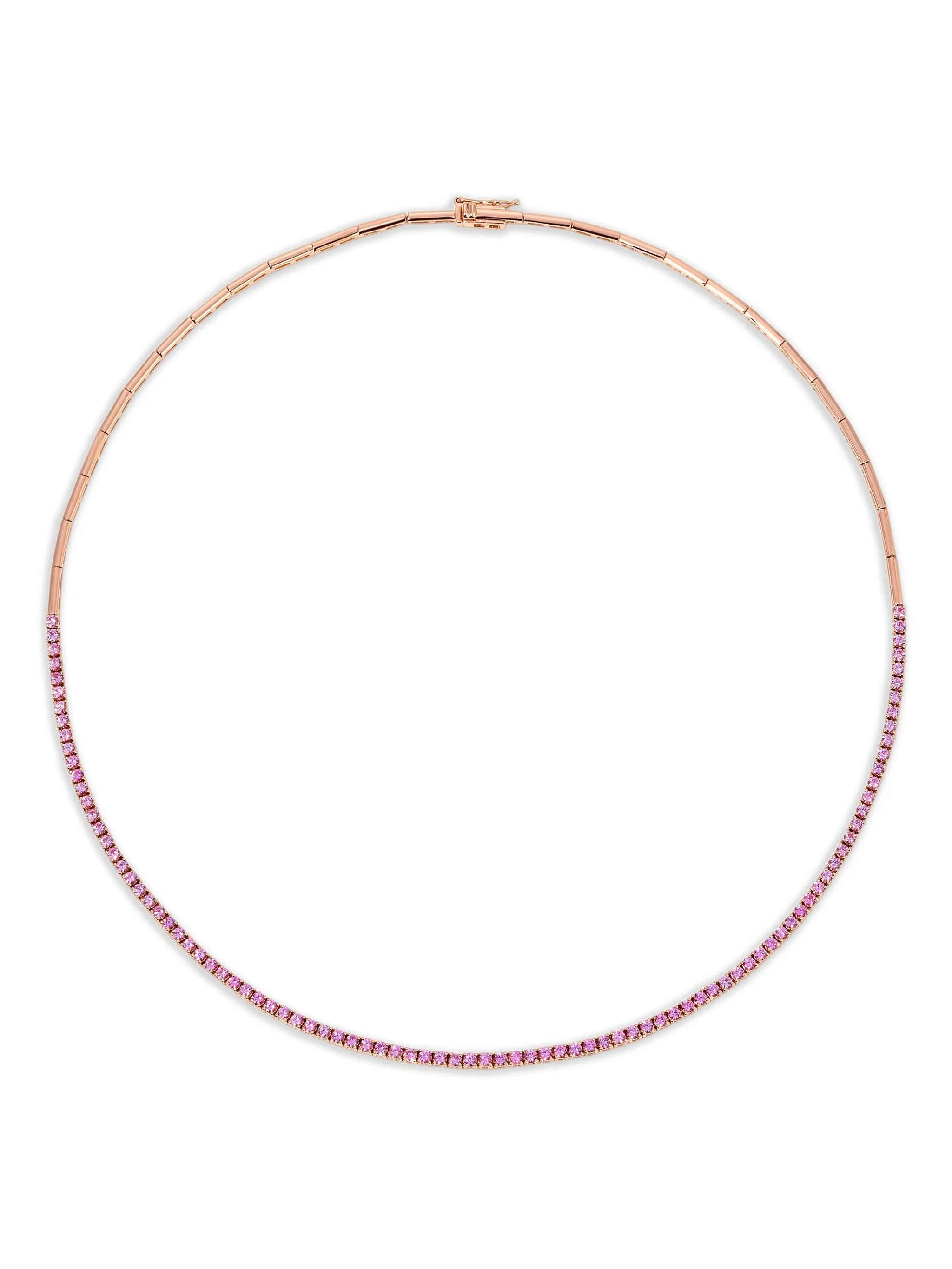 18K yellow gold pink sapphire necklace