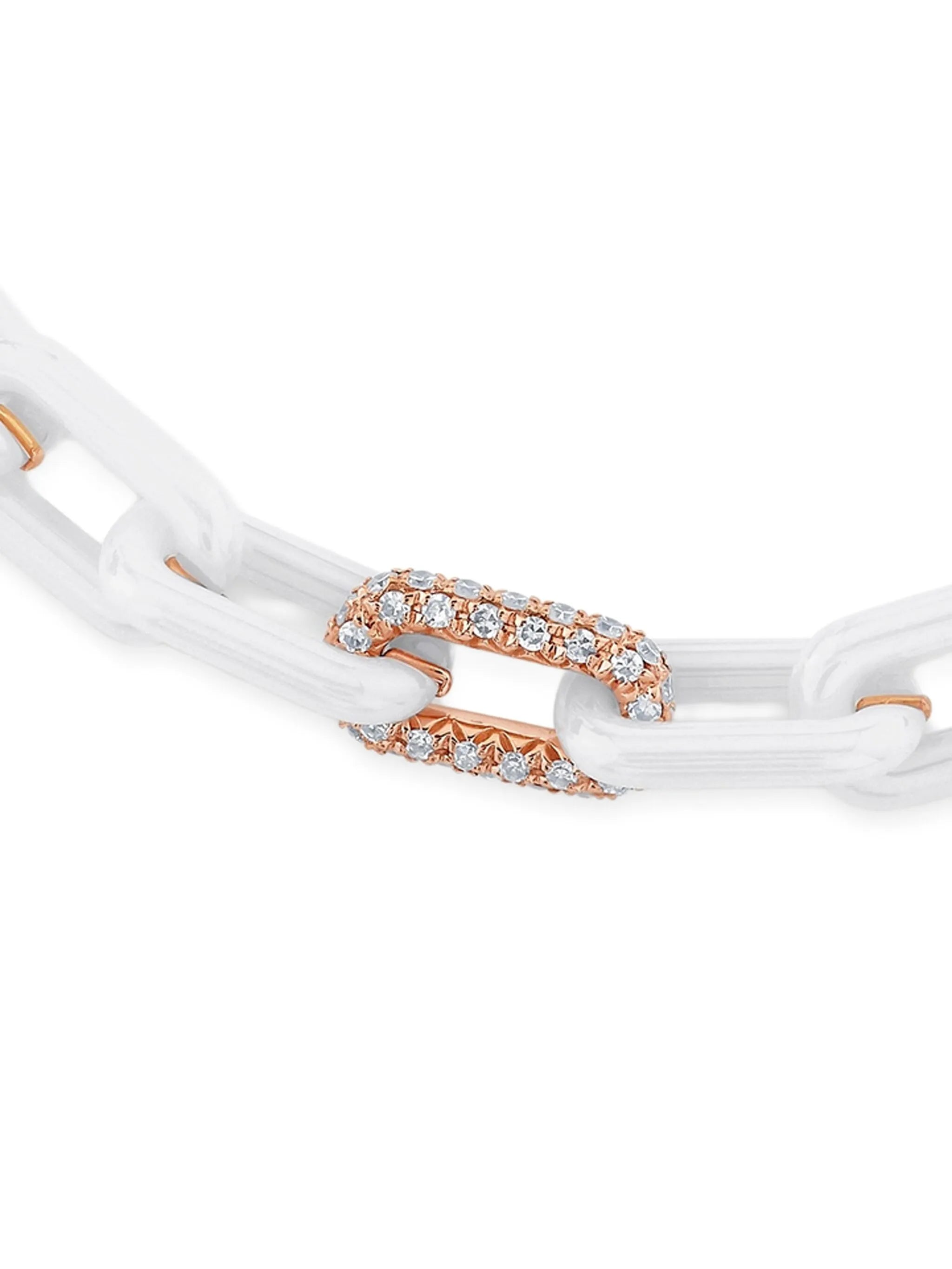 18K rose gold mini cable-link diamond bracelet