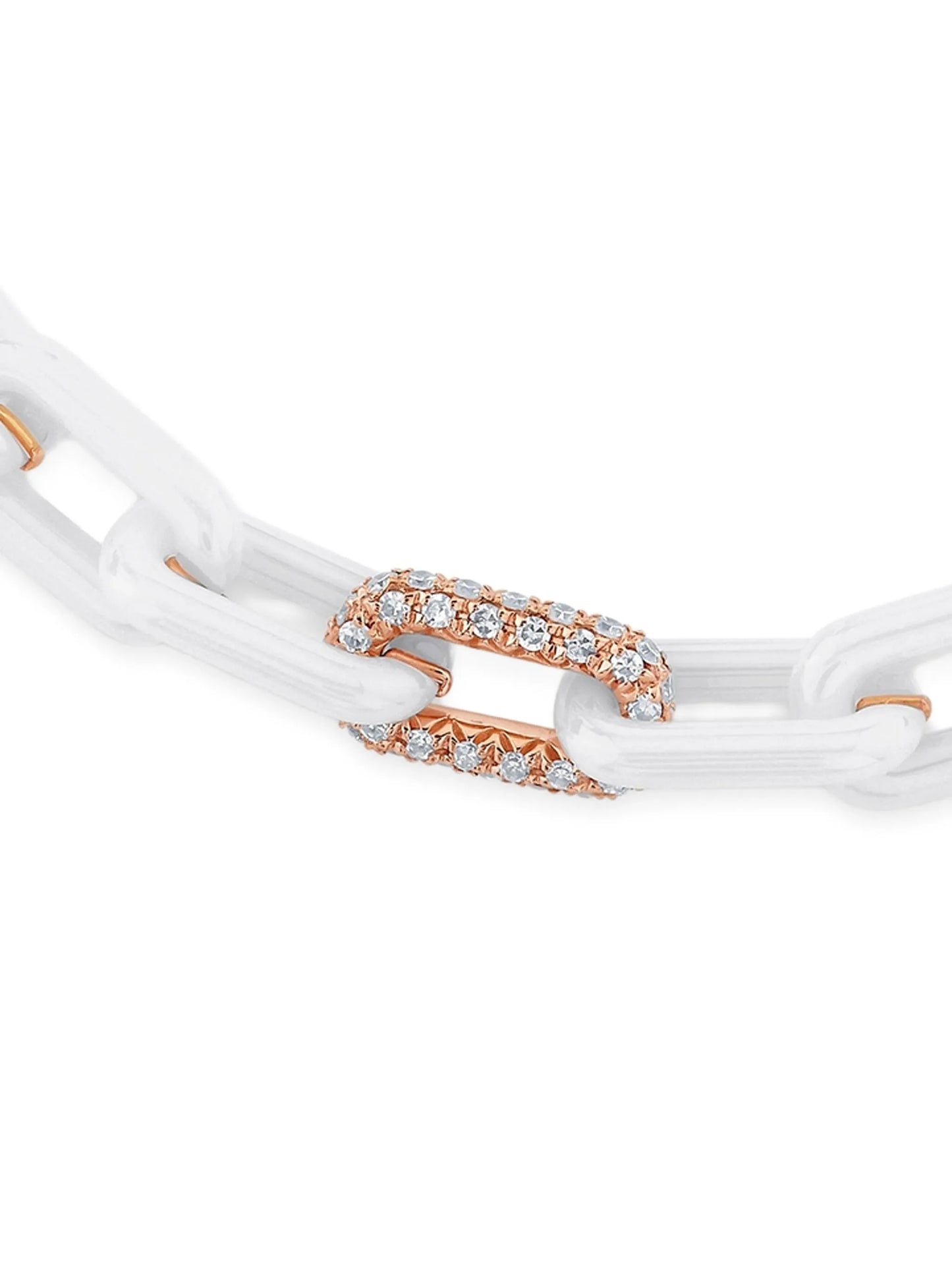 18CT rose gold mini cable-link diamond bracelet