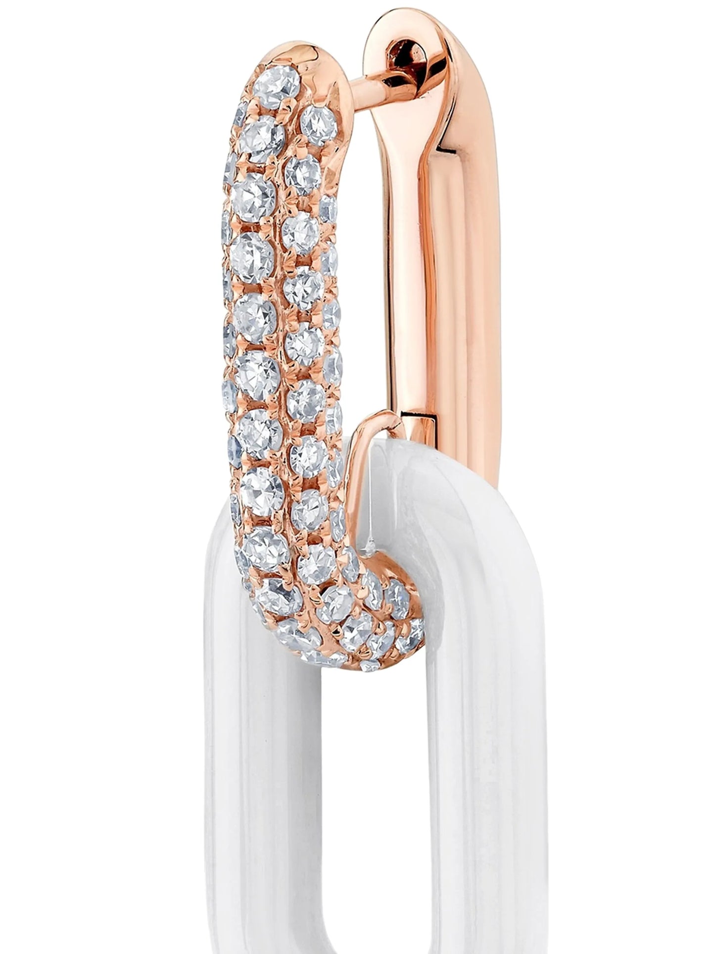 18CT rose gold cable-link diamond earrings