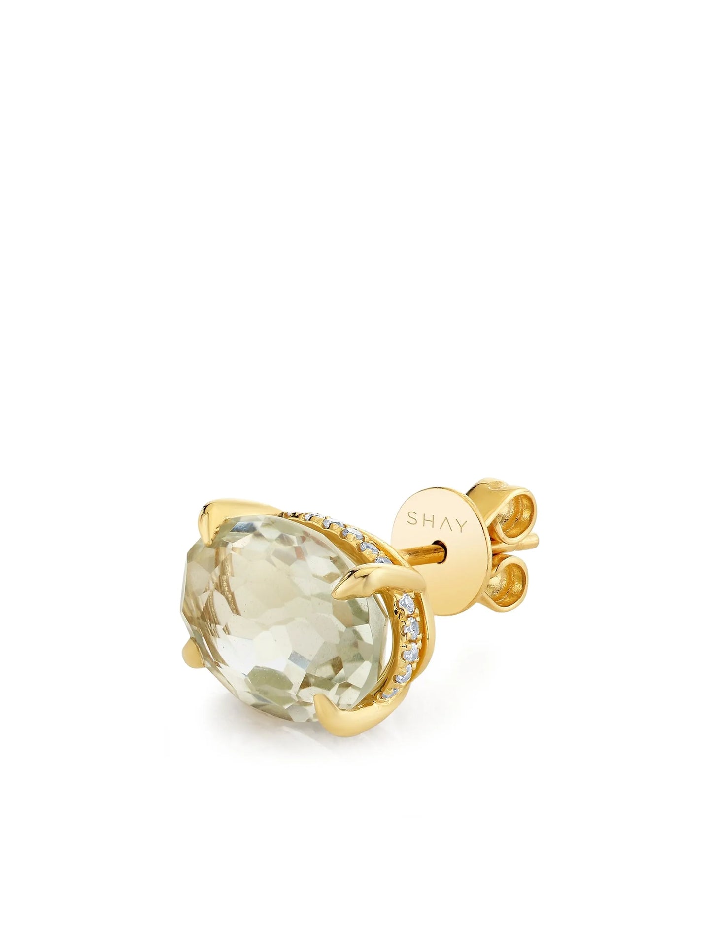 18CT yellow gold amethyst and diamond stud earrings