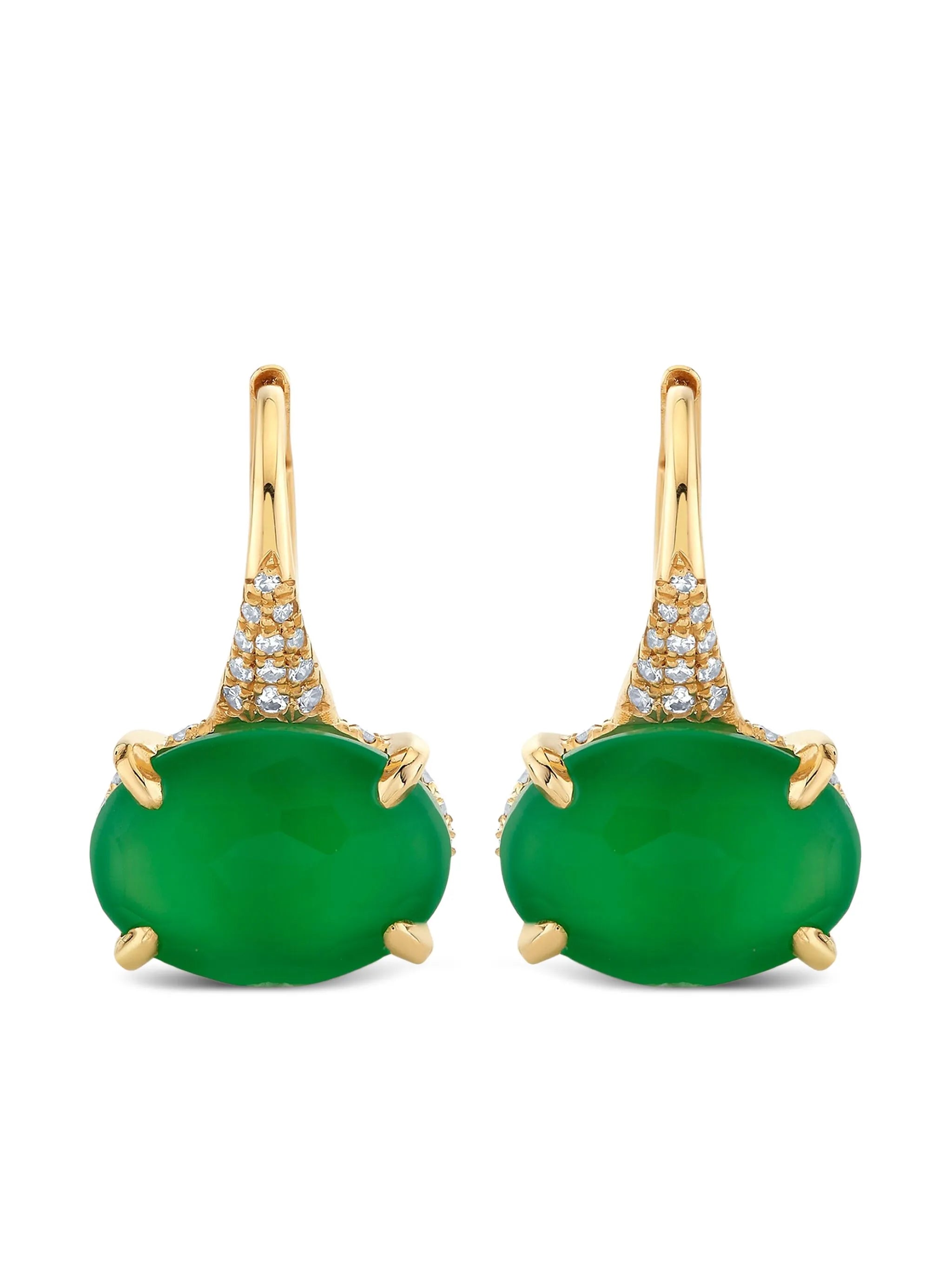 18K yellow gold diamond and garnet earrings