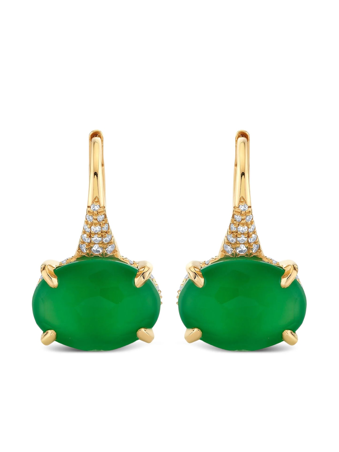 18K yellow gold diamond and garnet earrings