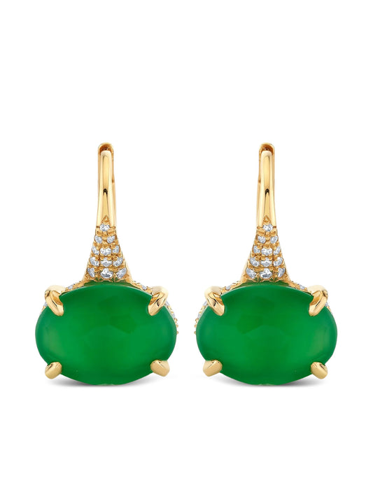 18K yellow gold diamond and garnet earrings