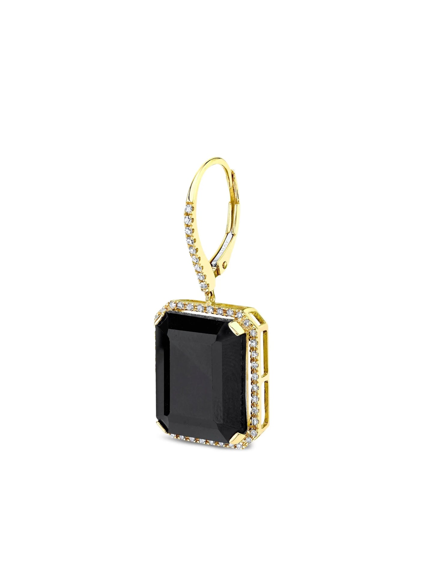 18CT yellow gold portrait black onyx and diamond earrings