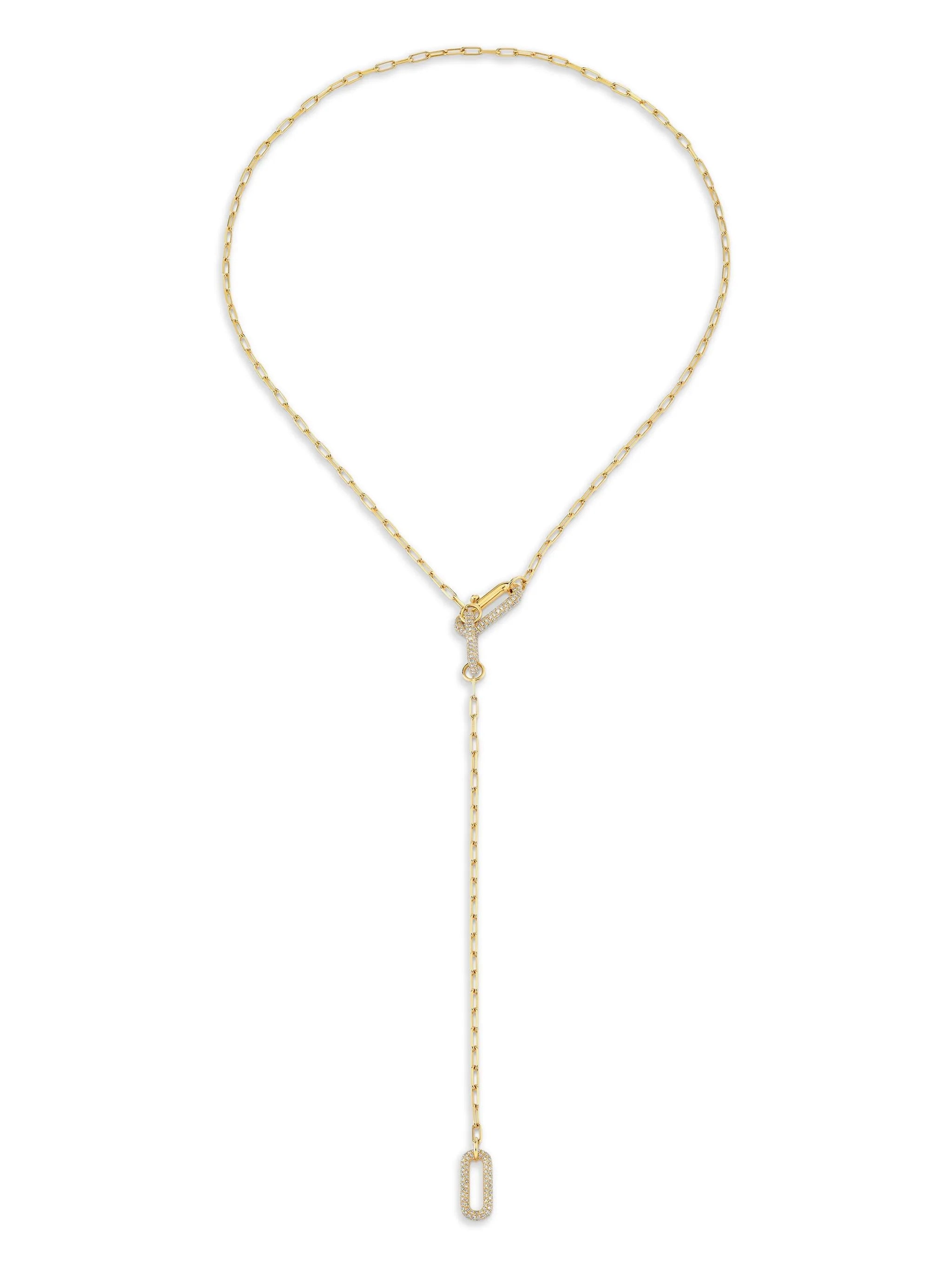 18K yellow gold diamond lariat necklace