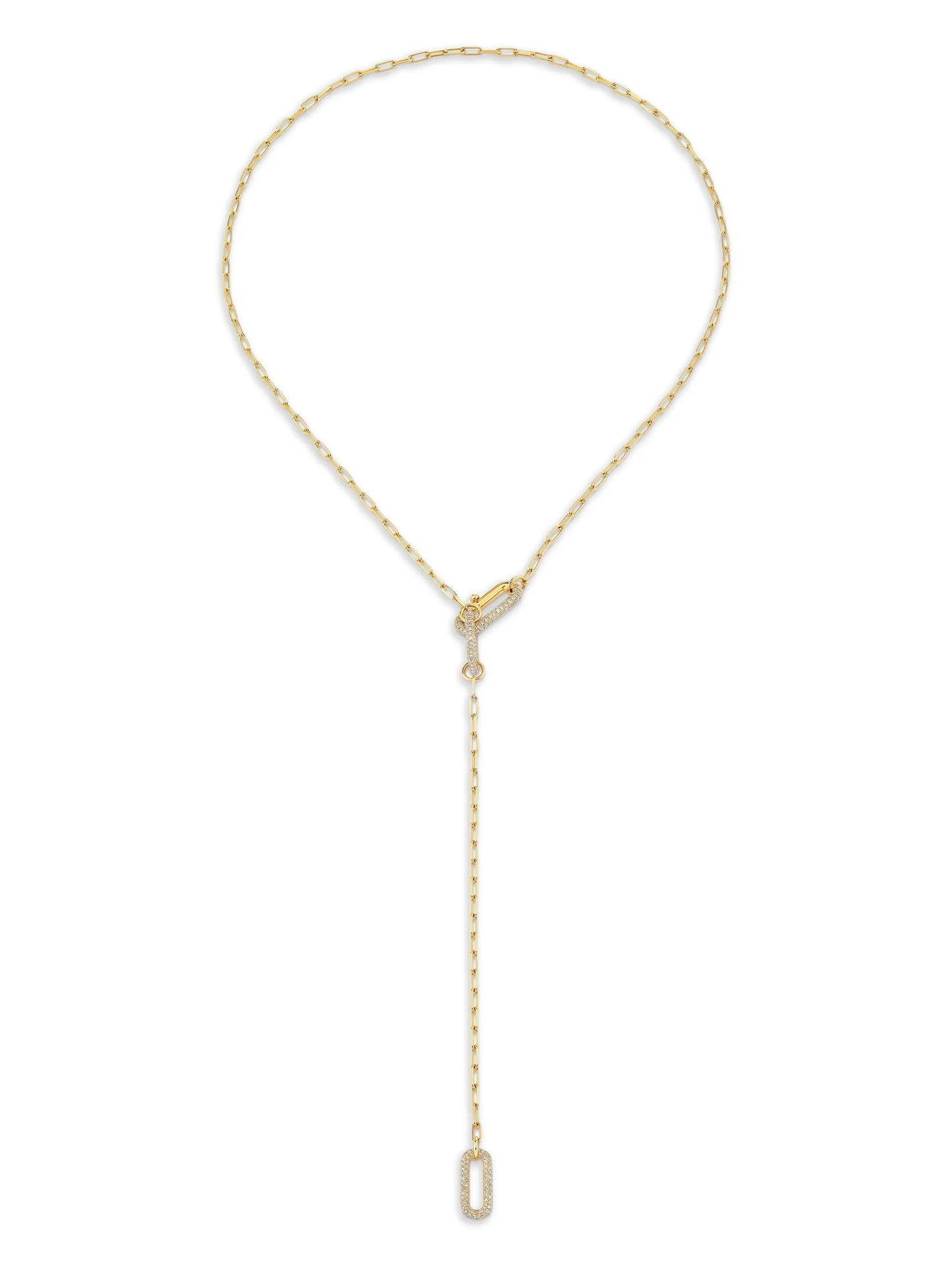 18K yellow gold diamond lariat necklace