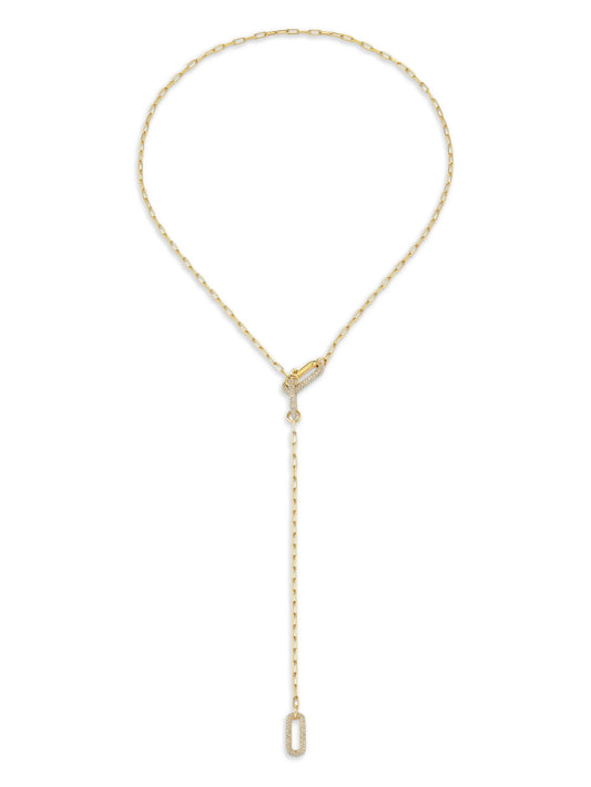 18K yellow gold diamond lariat necklace